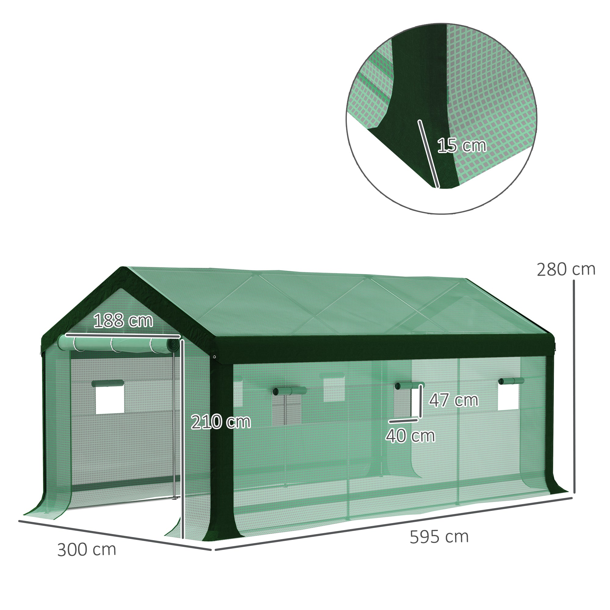 Estufa Tipo Túnel – 595x300x280 cm – Verde – Aço Galvanizado