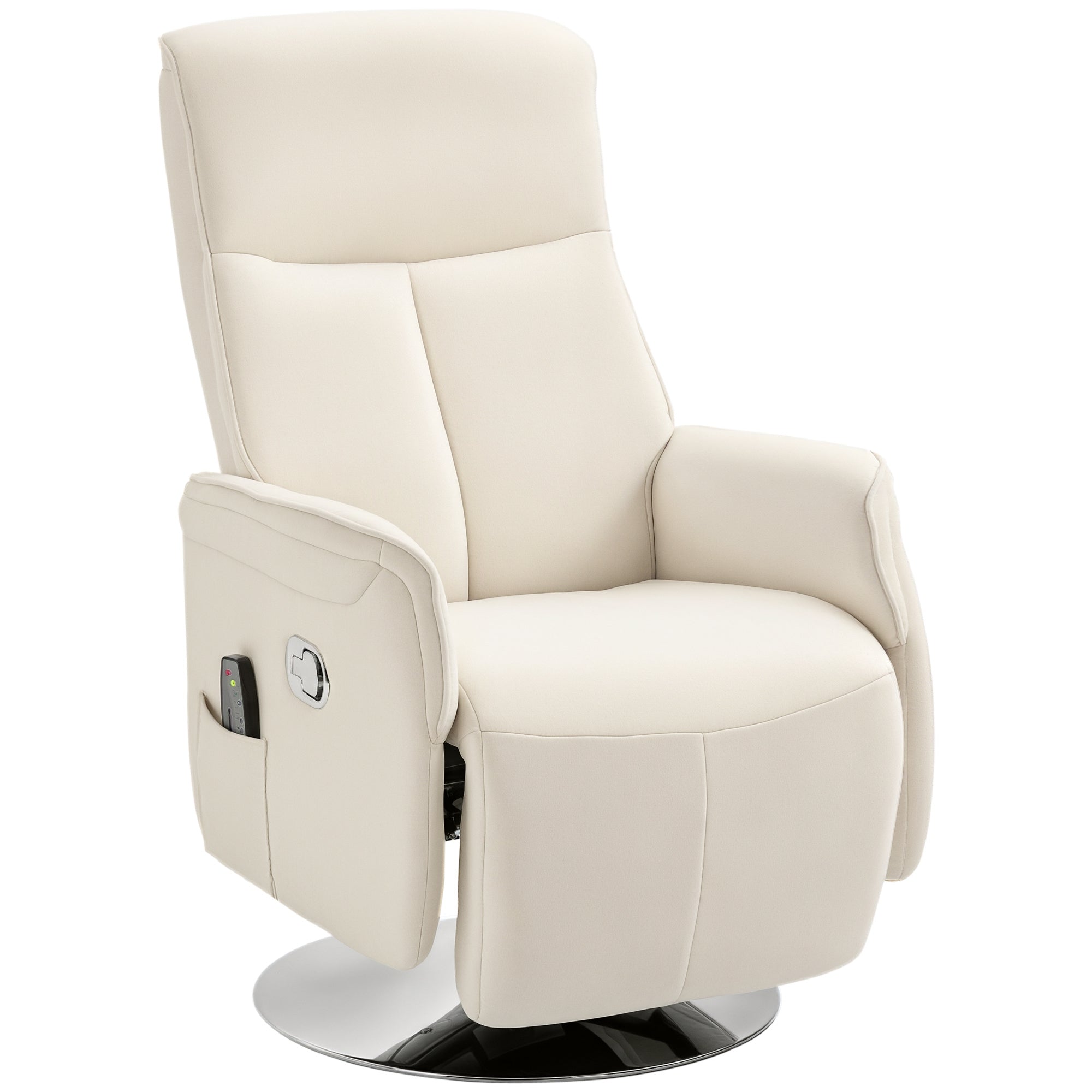 Poltrona de Massagem Elétrica Creme Branco 68.5x84x110 cm