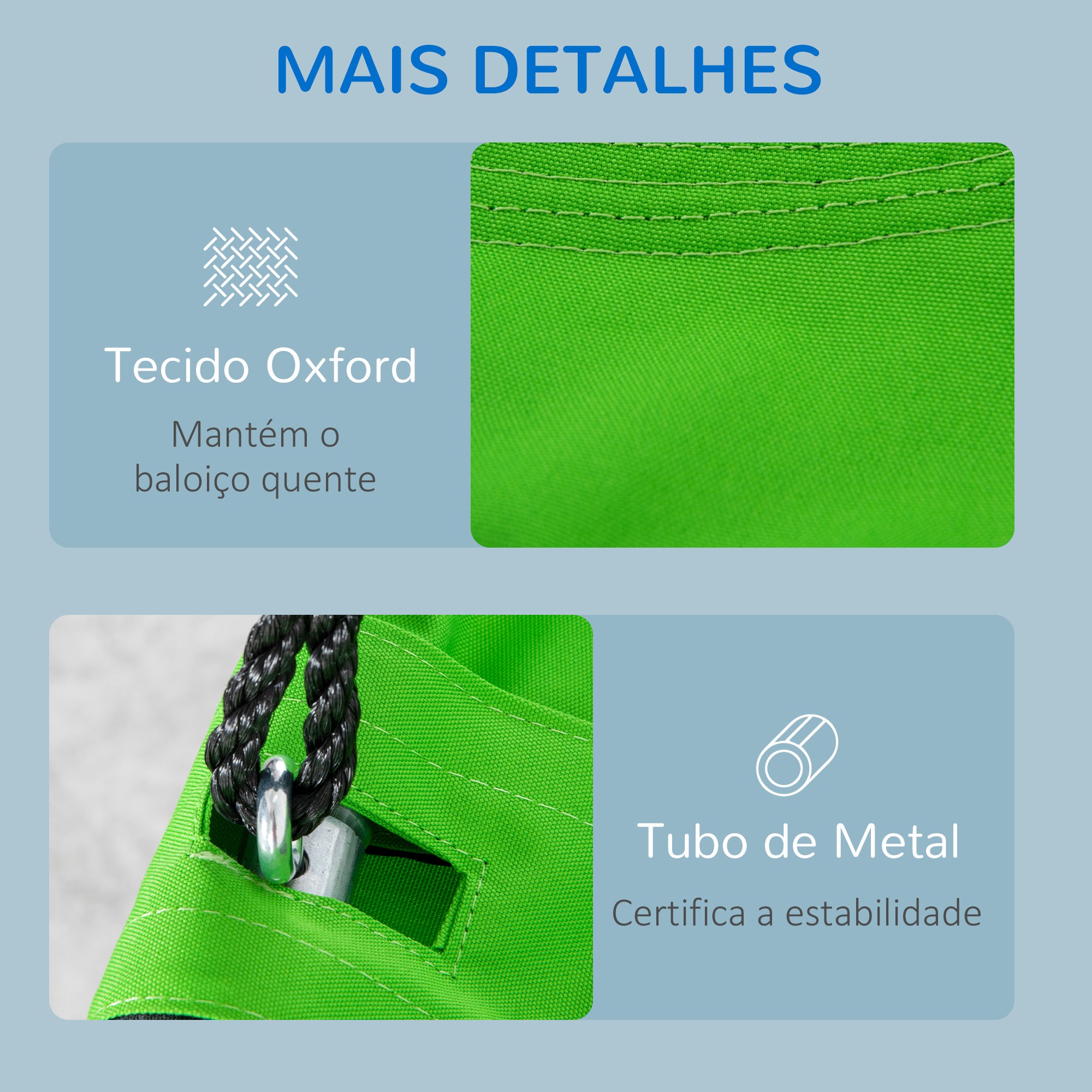 Baloiço Ninho com Tenda Infantil Ø100x180 cm Verde e Azul