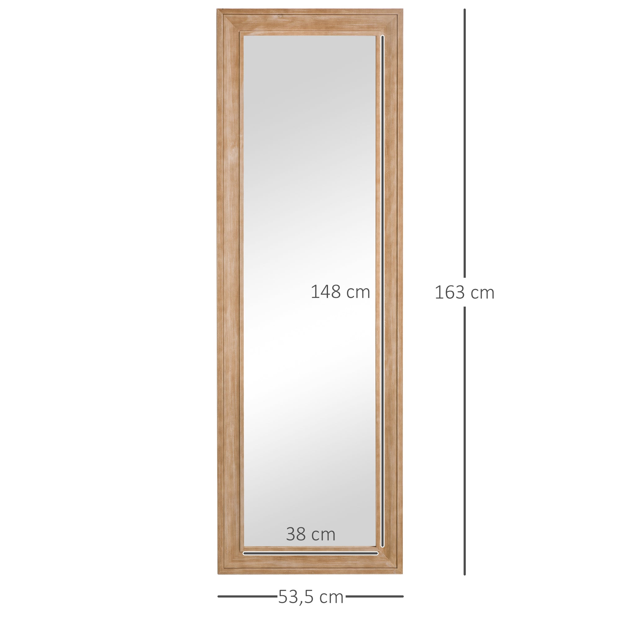 Espelho de Parede 163x53,3 cm Cor de Madeira Natural