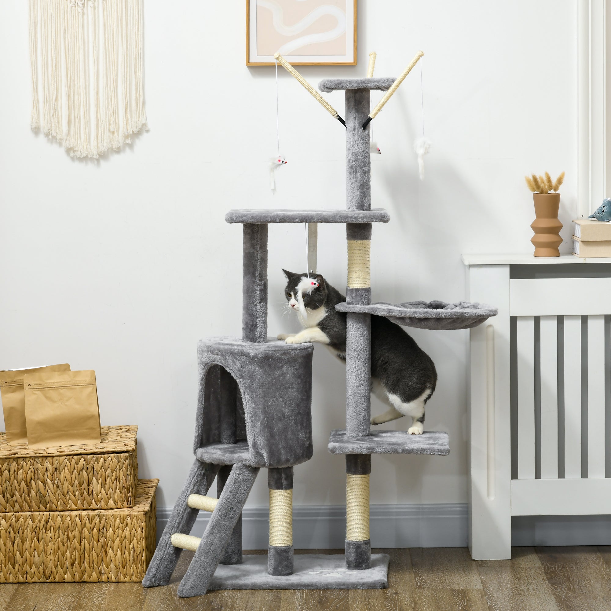 Arranhador para Gatos Cinzento de 134,2 cm - PawHut - 50x35x134,2 cm