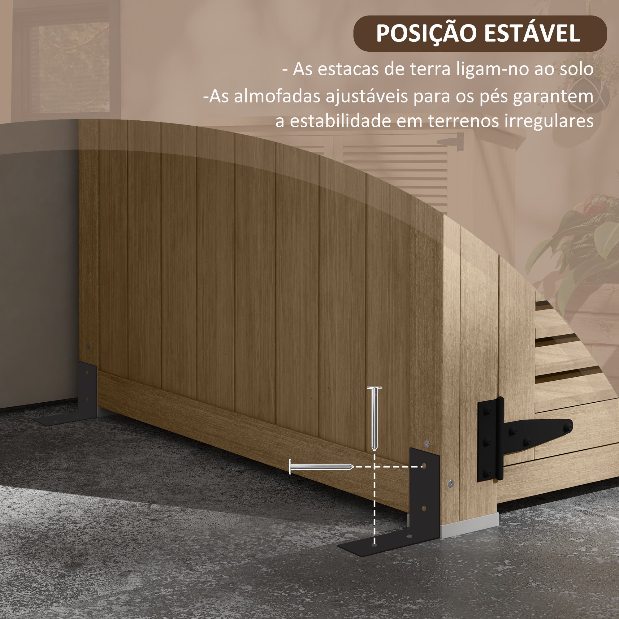 Armário de Jardim de Madeira Natural 127x65x168 cm com Telhado Impermeável