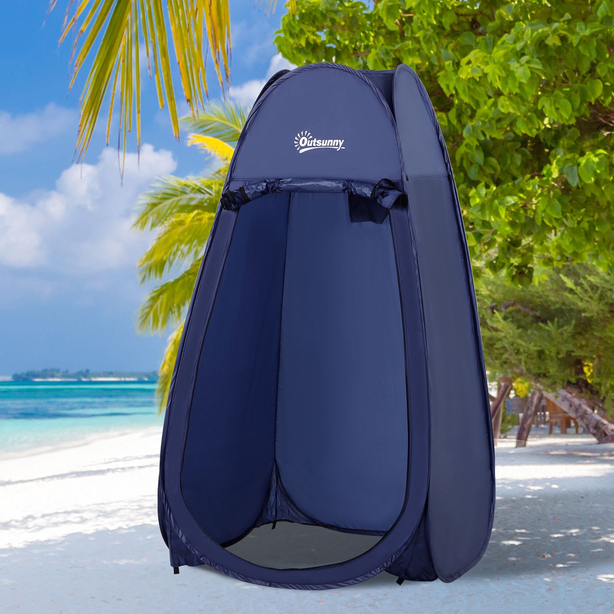 Tenda de Duche Dobrável Pop Up – 100x100x185cm – Azul Marrinho – Poliéster