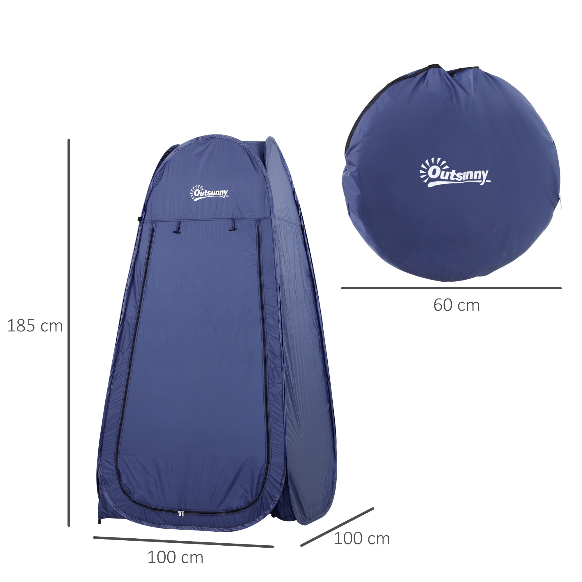 Tenda de Duche Dobrável Pop Up – 100x100x185cm – Azul Marrinho – Poliéster