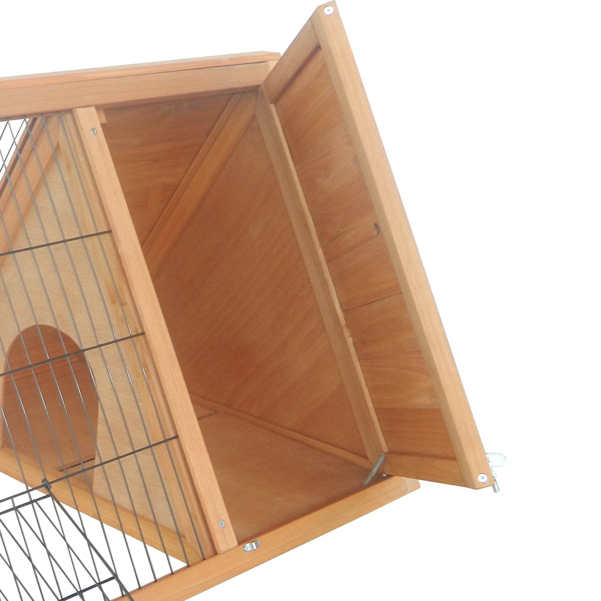 Gaiola para Coelhos Triangular em Madeira Natural 116x62,2x62,5 cm