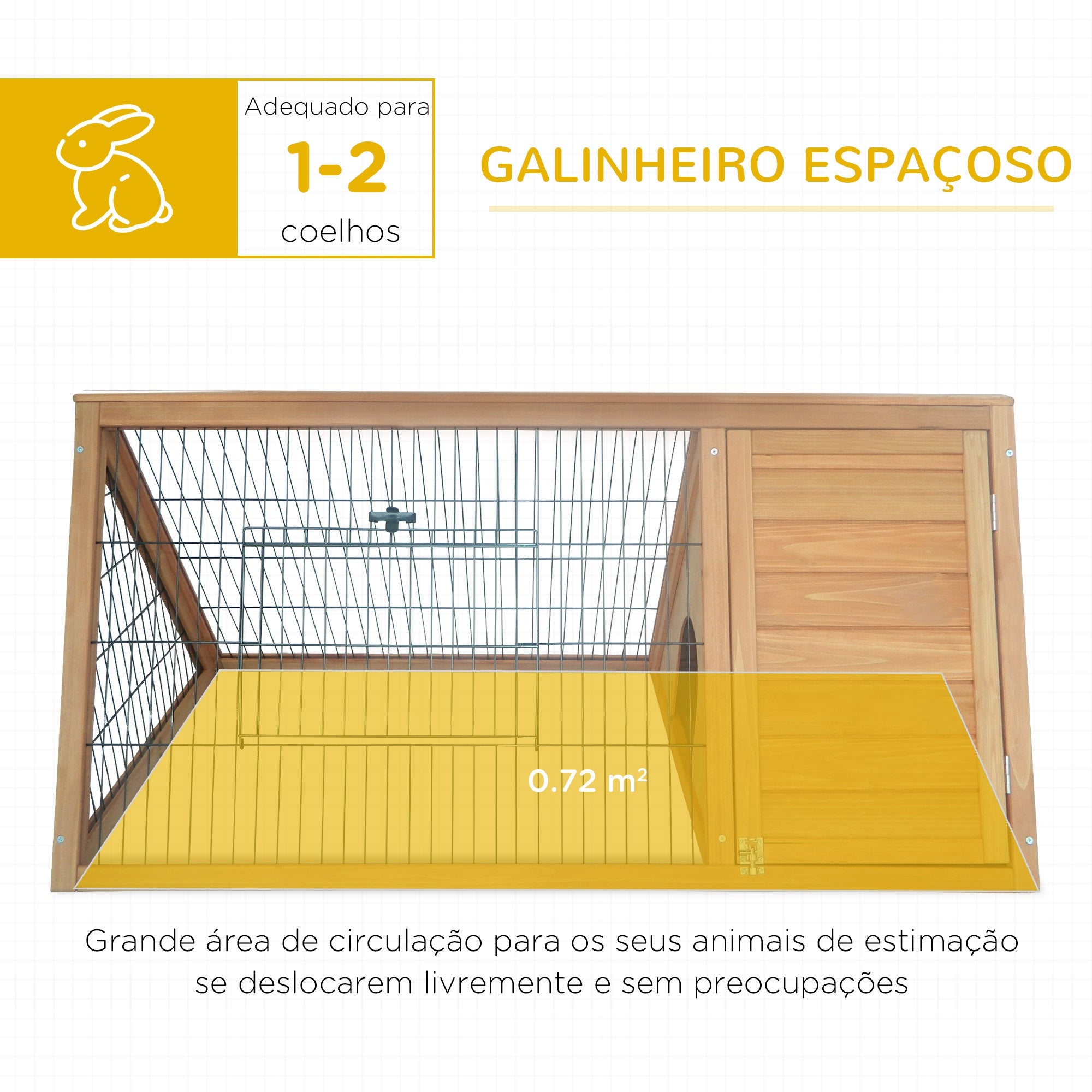 Gaiola para Coelhos Triangular em Madeira Natural 116x62,2x62,5 cm