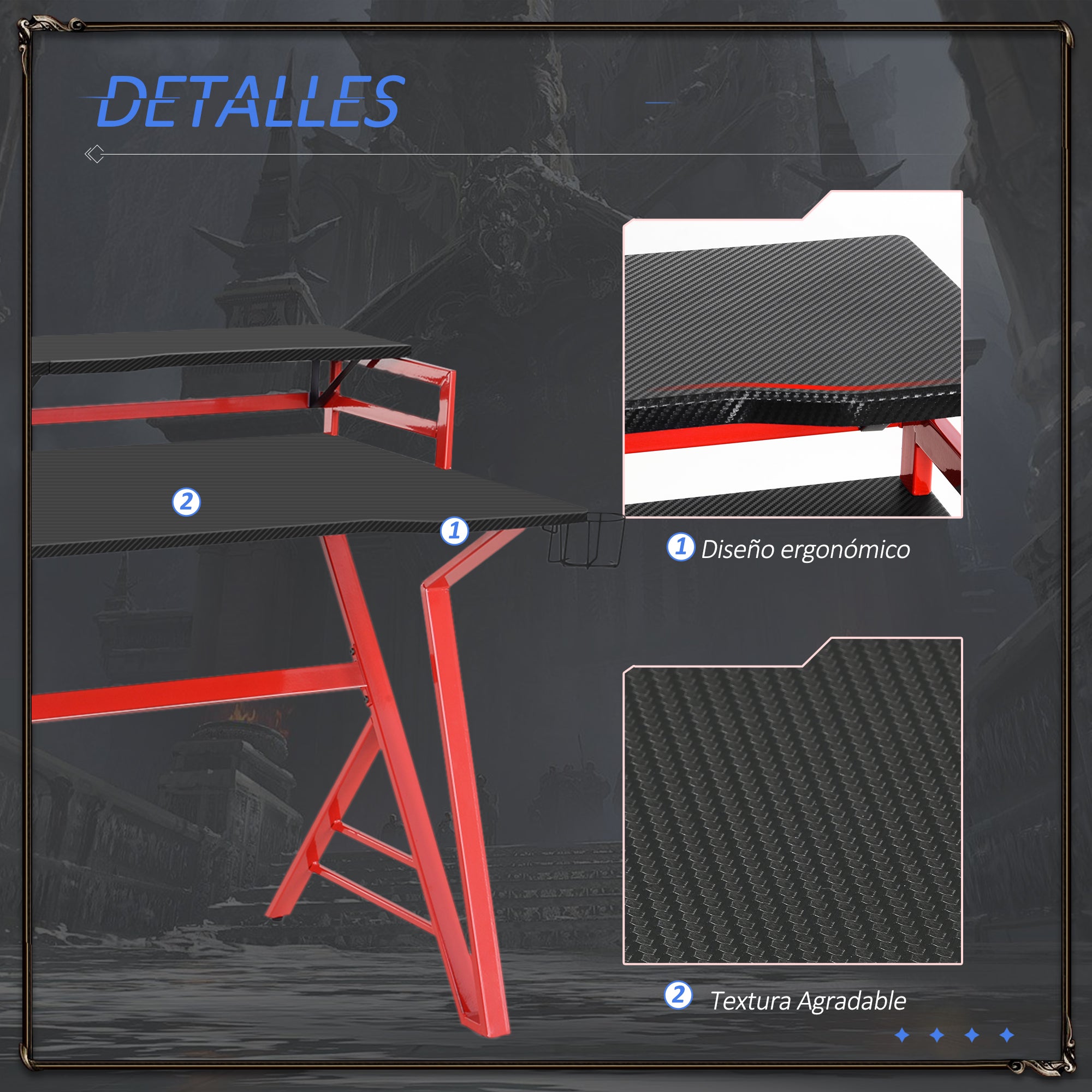 Secretária Mesa de Trabalho 168x66x92,5cm Cor Negro e Vermelho