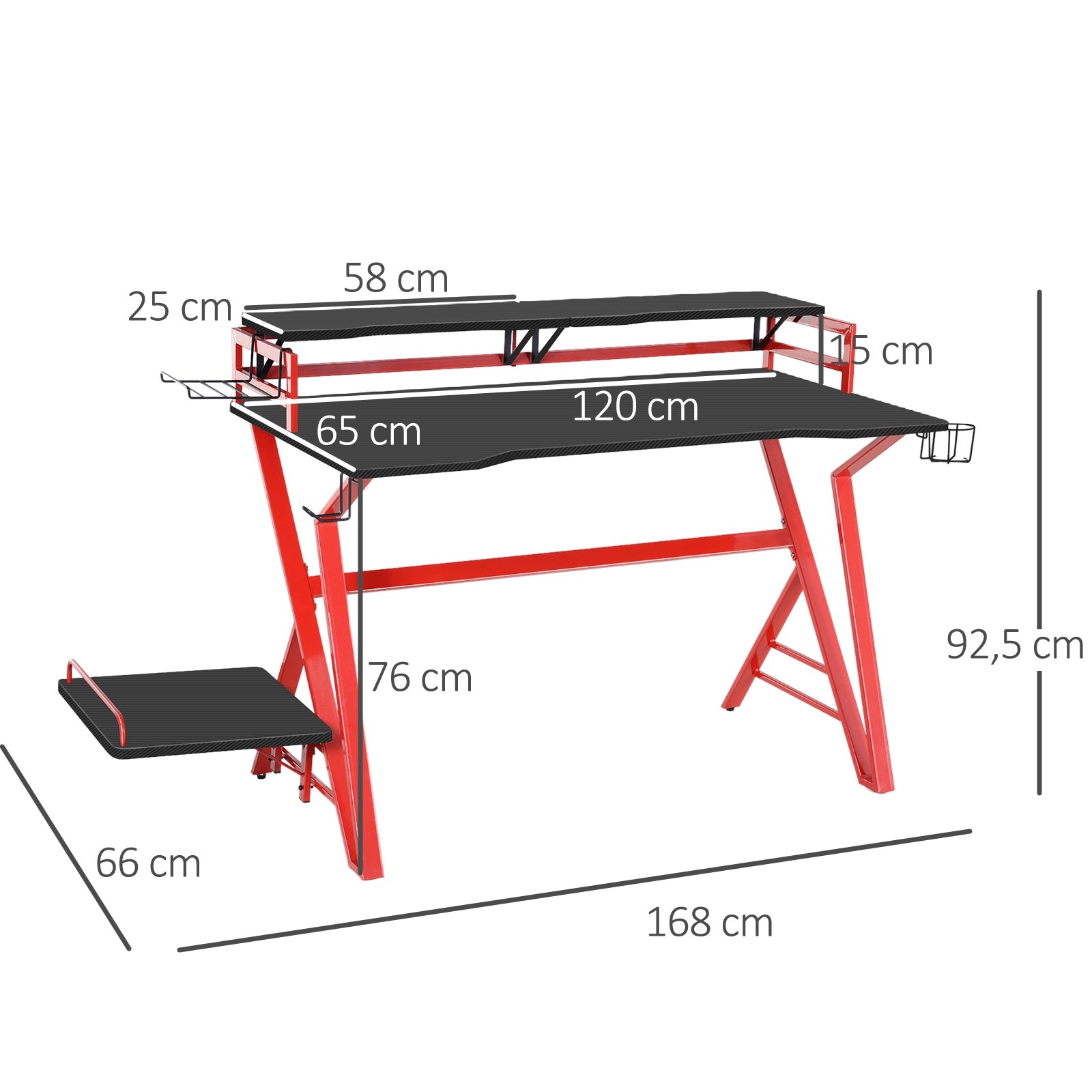 Secretária Mesa de Trabalho 168x66x92,5cm Cor Negro e Vermelho