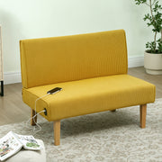 Sofá de 2 Lugares Amarelo 110x62x85 cm em Veludo Cotelê