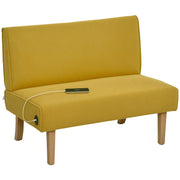Sofá de 2 Lugares Amarelo 110x62x85 cm em Veludo Cotelê