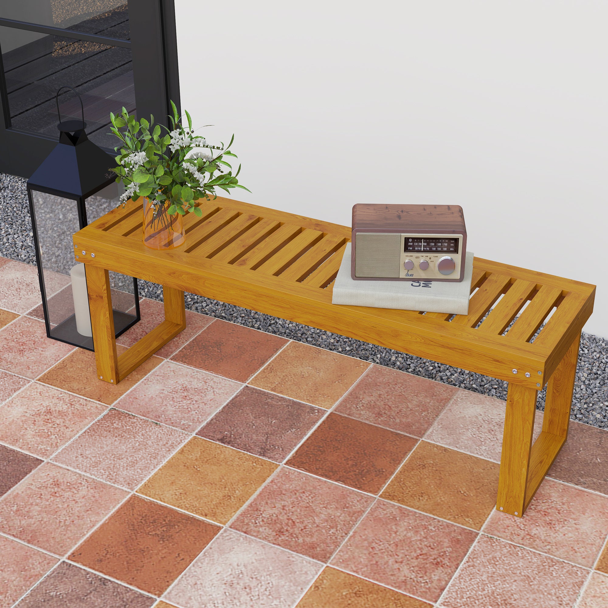 Banco de Jardim 2 Lugares em Madeira Teca 120x34x43 cm