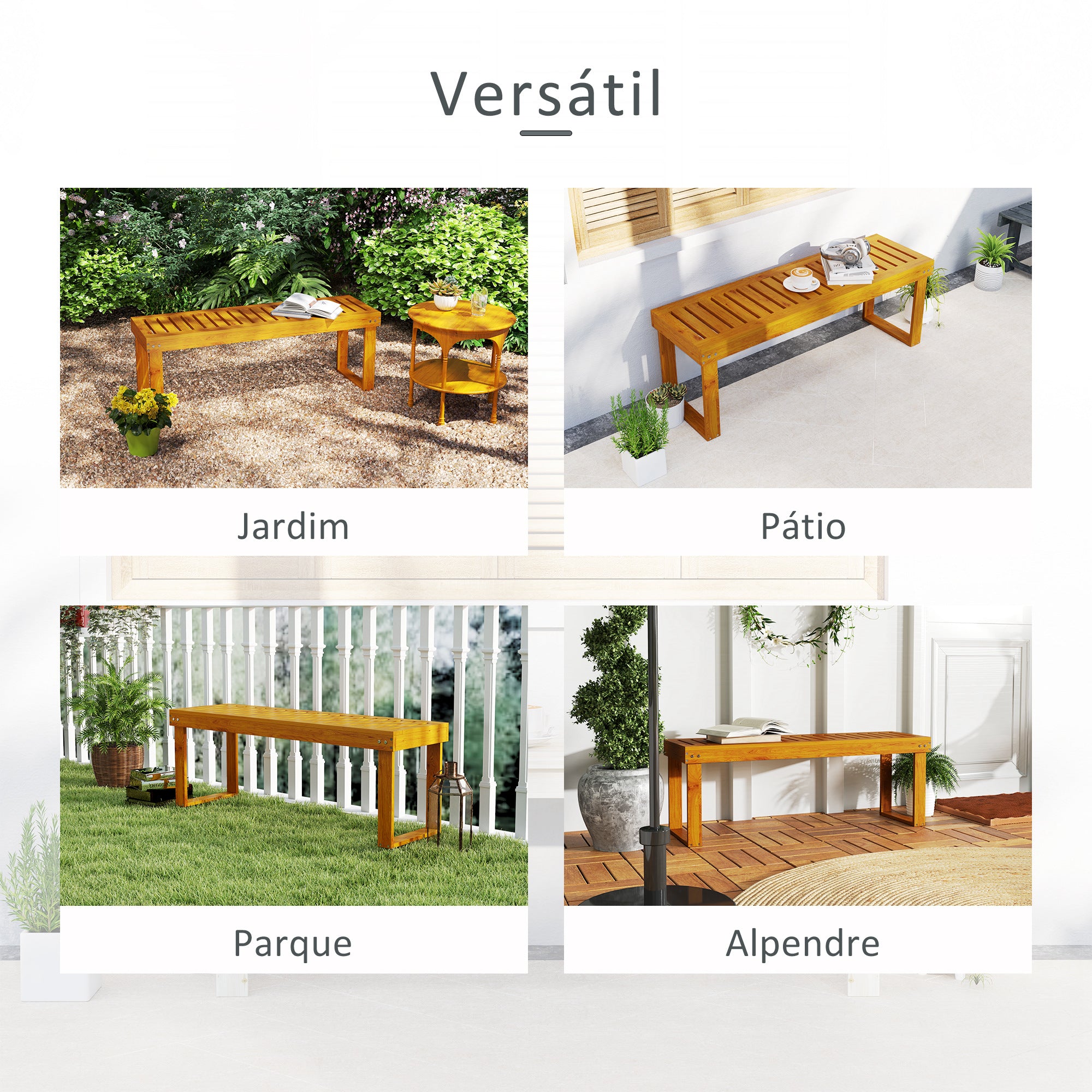 Banco de Jardim 2 Lugares em Madeira Teca 120x34x43 cm
