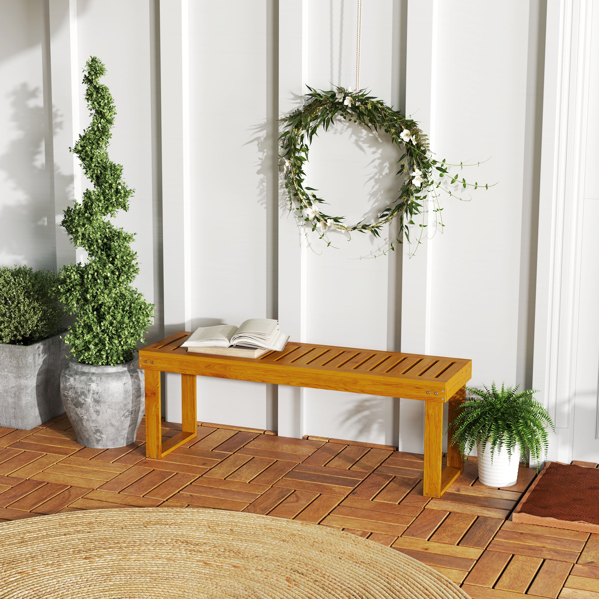 Banco de Jardim 2 Lugares em Madeira Teca 120x34x43 cm
