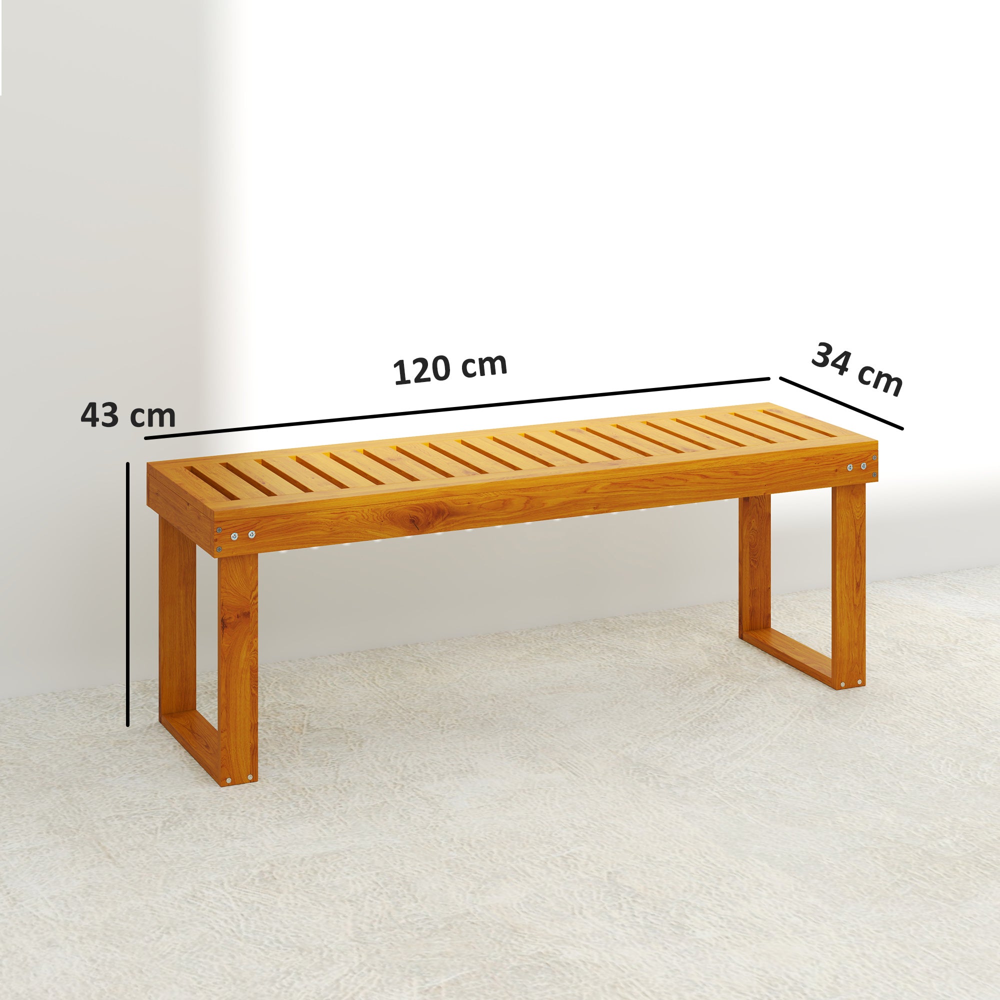 Banco de Jardim 2 Lugares em Madeira Teca 120x34x43 cm