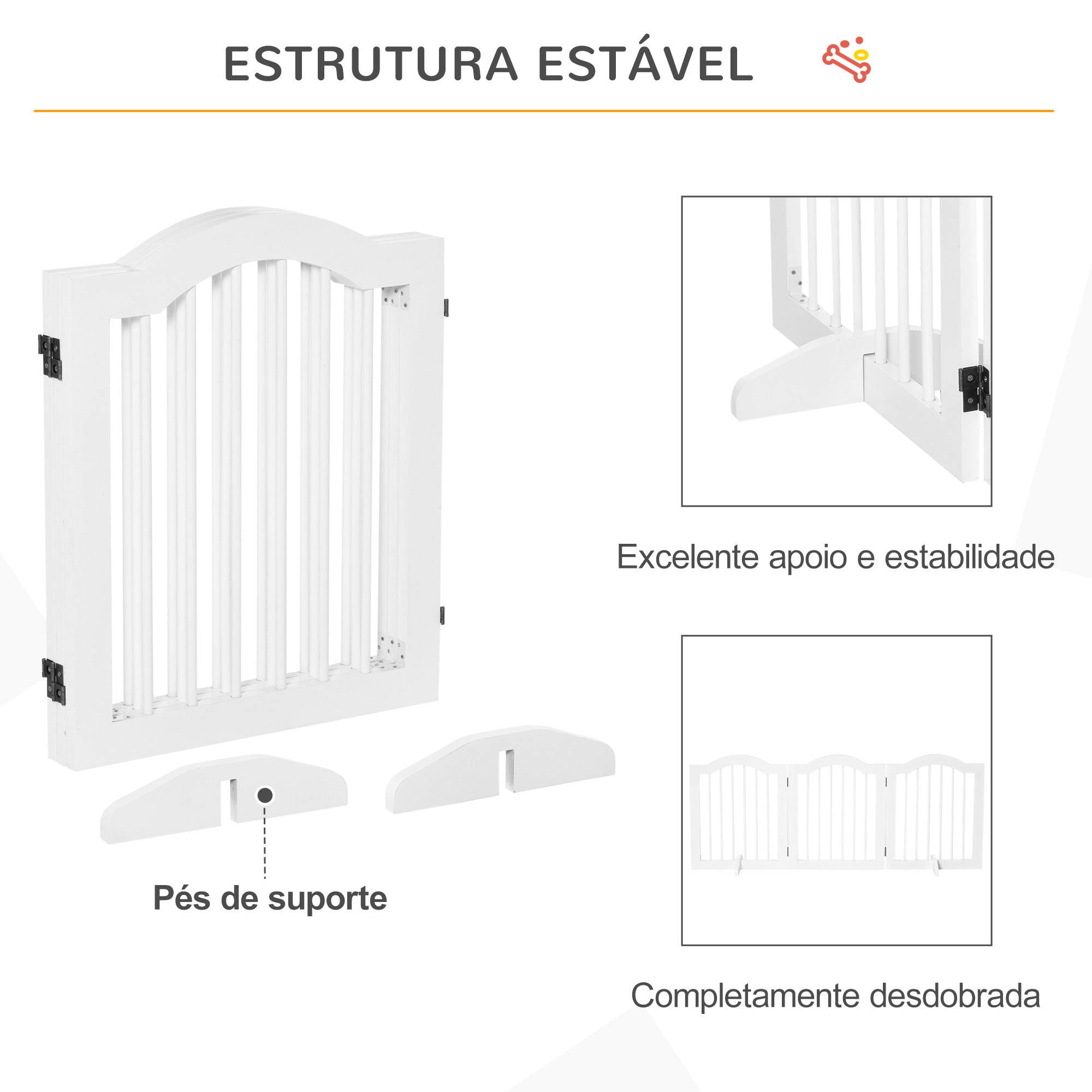 Barreira de Segurança Dobrável para Cães Pequenos 154,5x29,5x61cm Branco