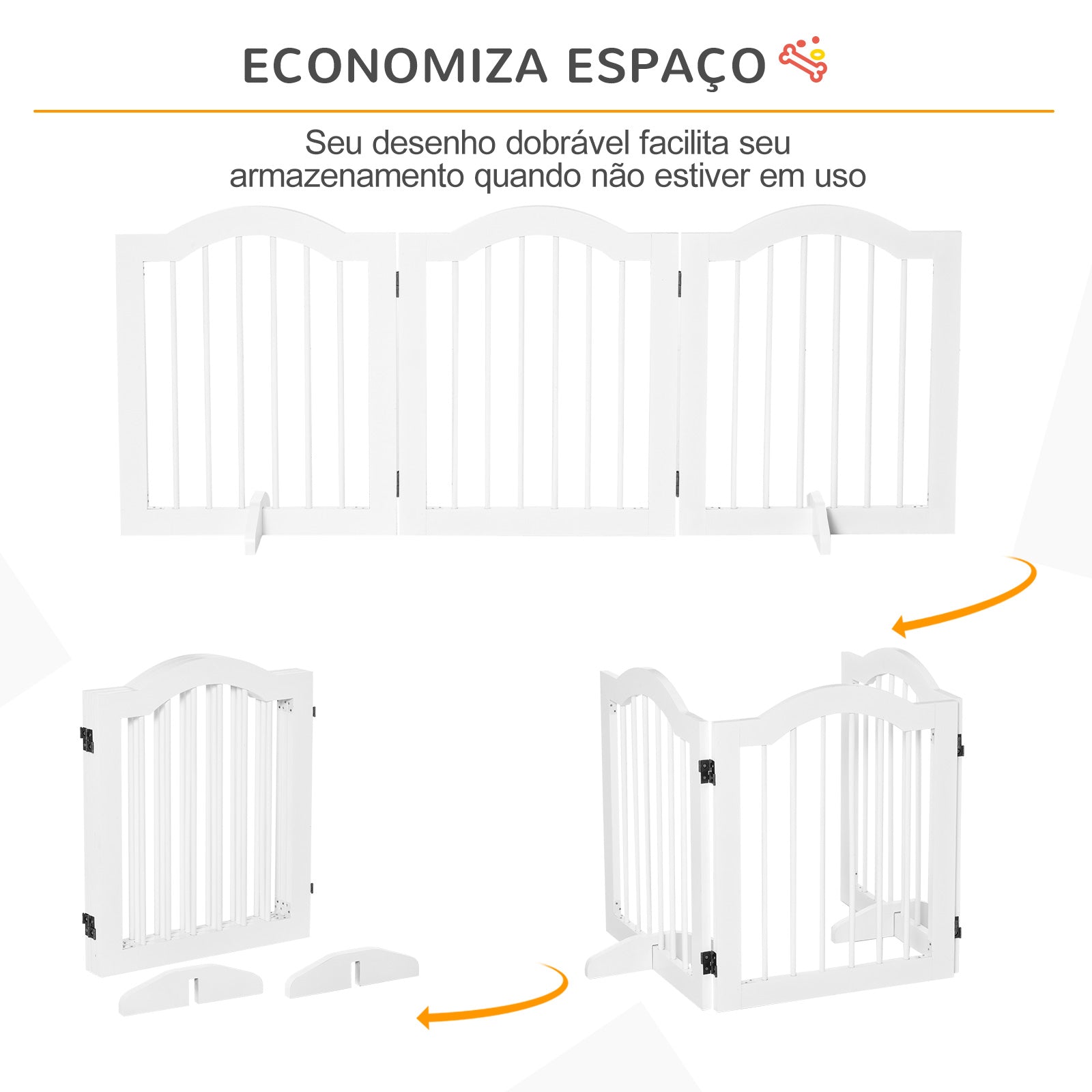 Barreira de Segurança Dobrável para Cães Pequenos 154,5x29,5x61cm Branco