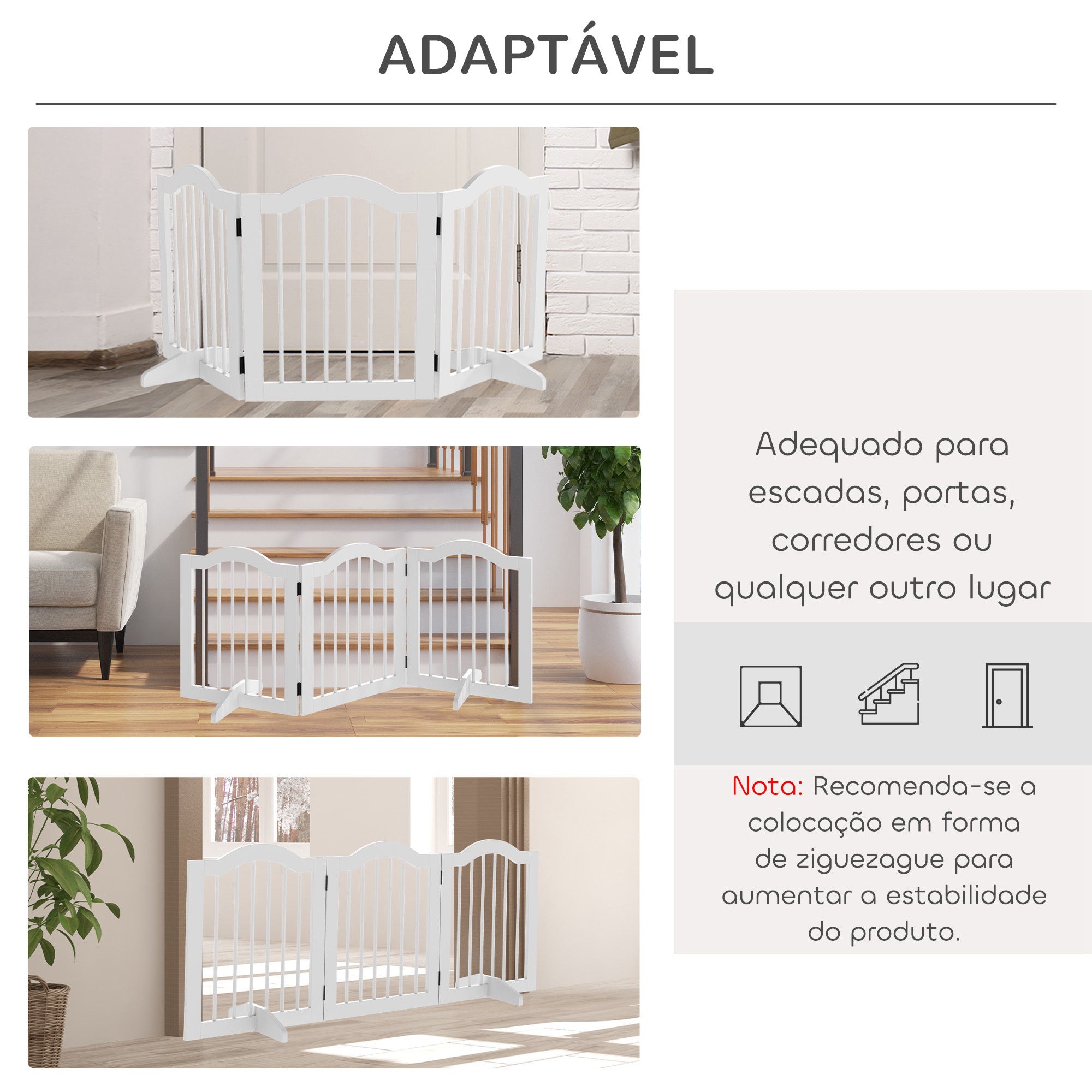 Barreira de Segurança Dobrável para Cães Pequenos 154,5x29,5x61cm Branco