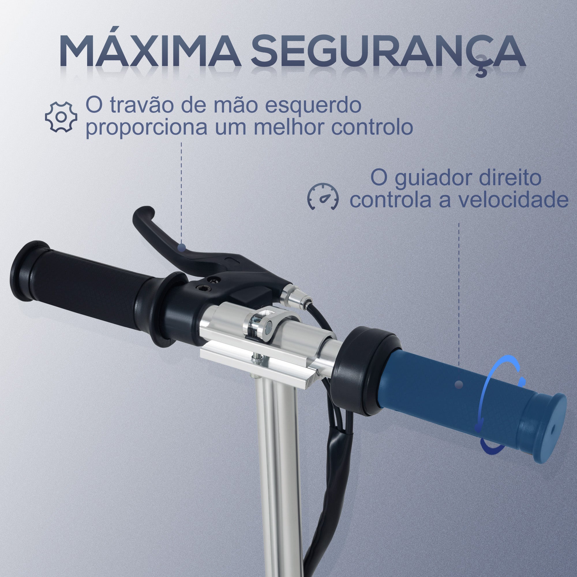 Trotinete Elétrica Azul para Crianças e Adolescentes - 78x37x95 cm