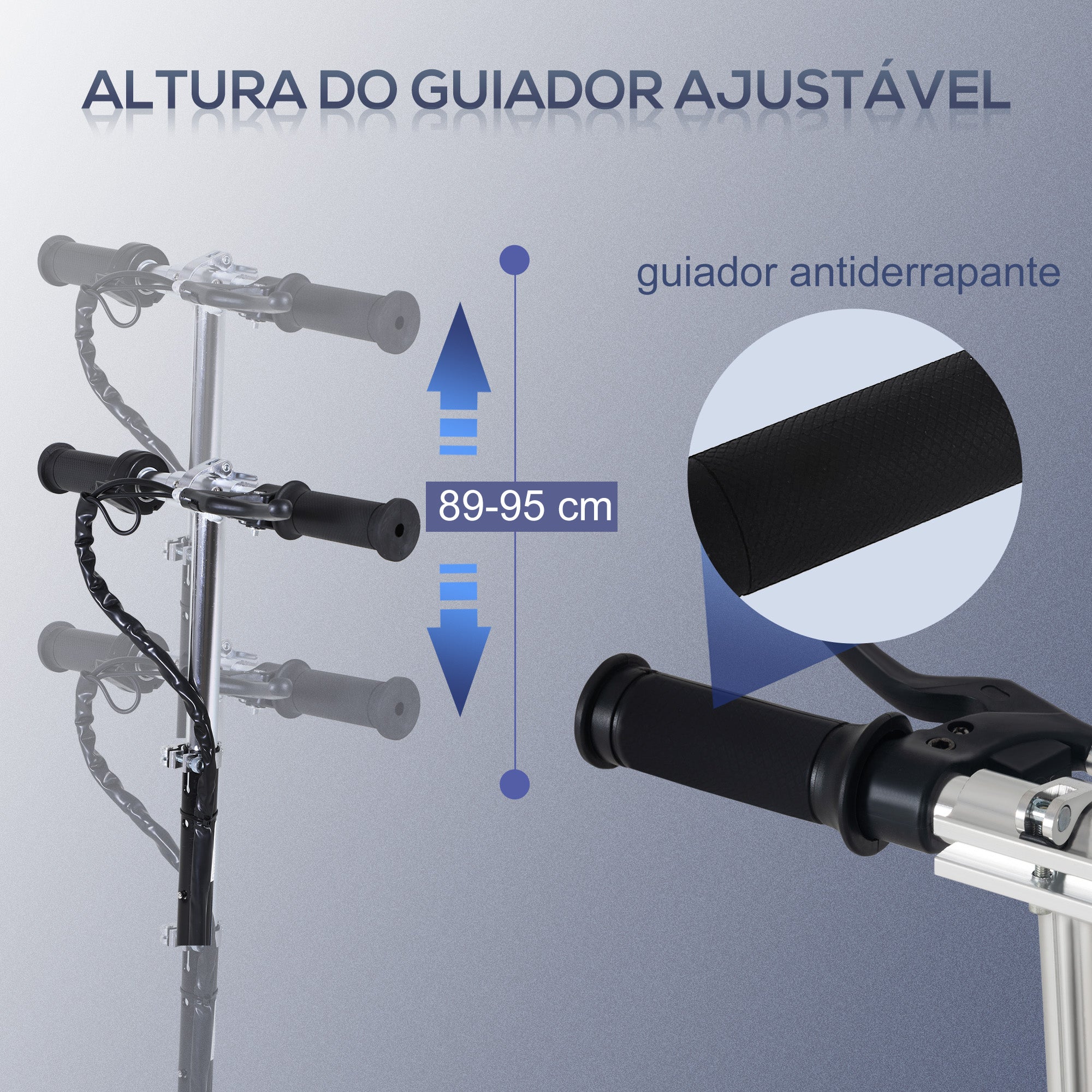Trotinete Elétrica Azul para Crianças e Adolescentes - 78x37x95 cm