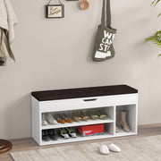 Banco de Sapatos com Assento de Armazenamento Banqueta 104 x 30 x 48 cm Branco e Castanho