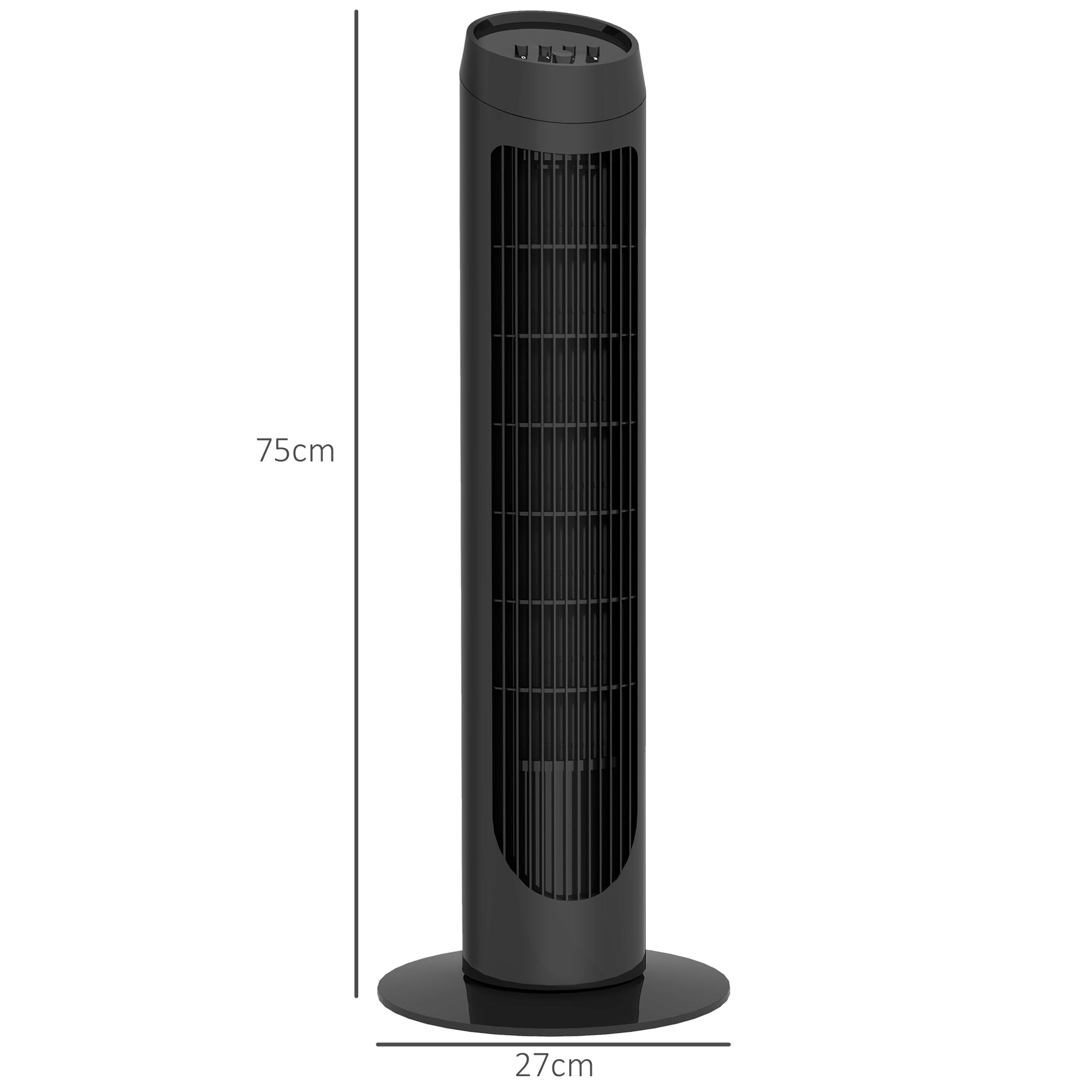 Ventoinha de Coluna Silenciosa Ø27x75 cm - Cor Preto
