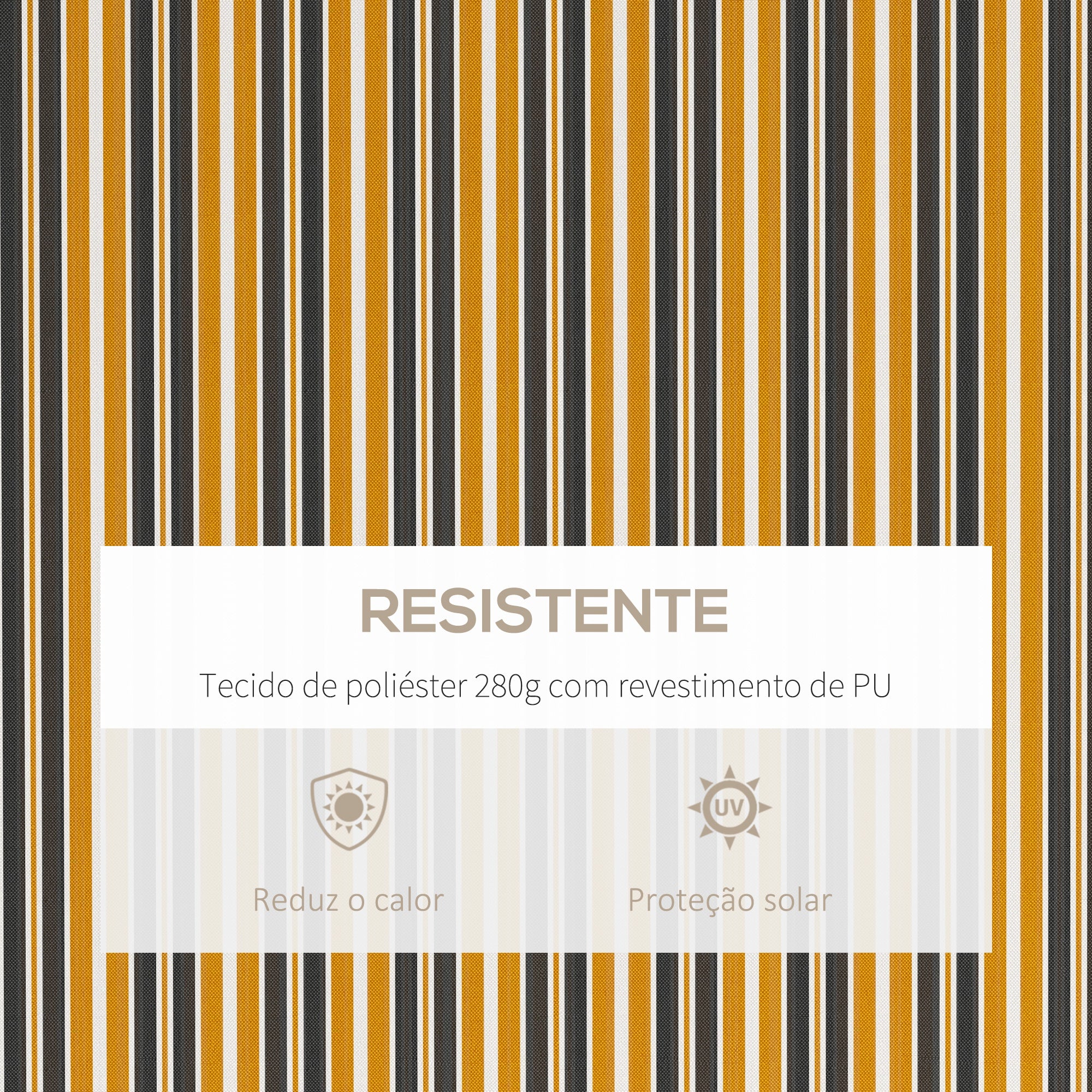 Toldo Manual Retrátil 350x250 cm Cinza e Amarelo