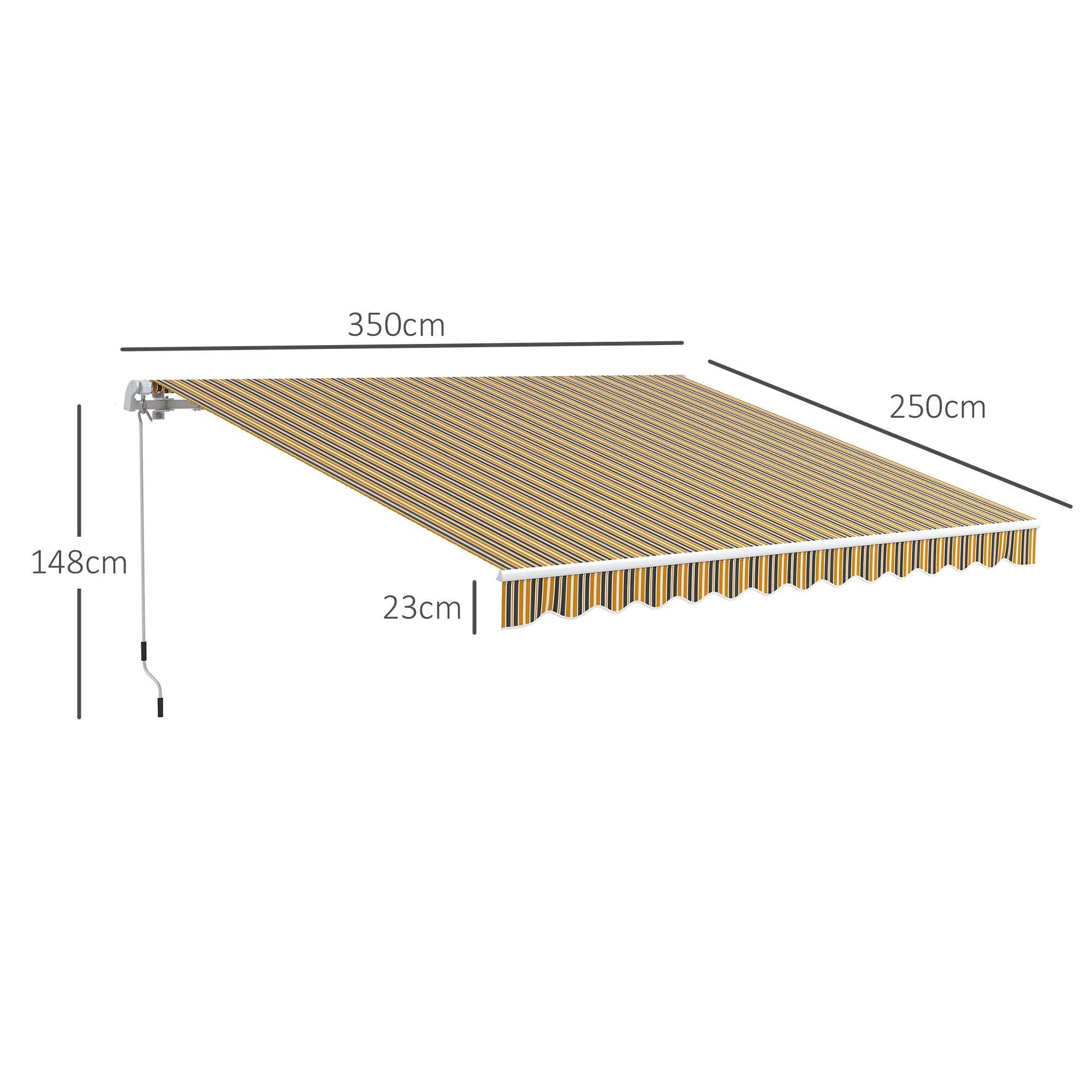 Toldo Manual Retrátil 350x250 cm Cinza e Amarelo