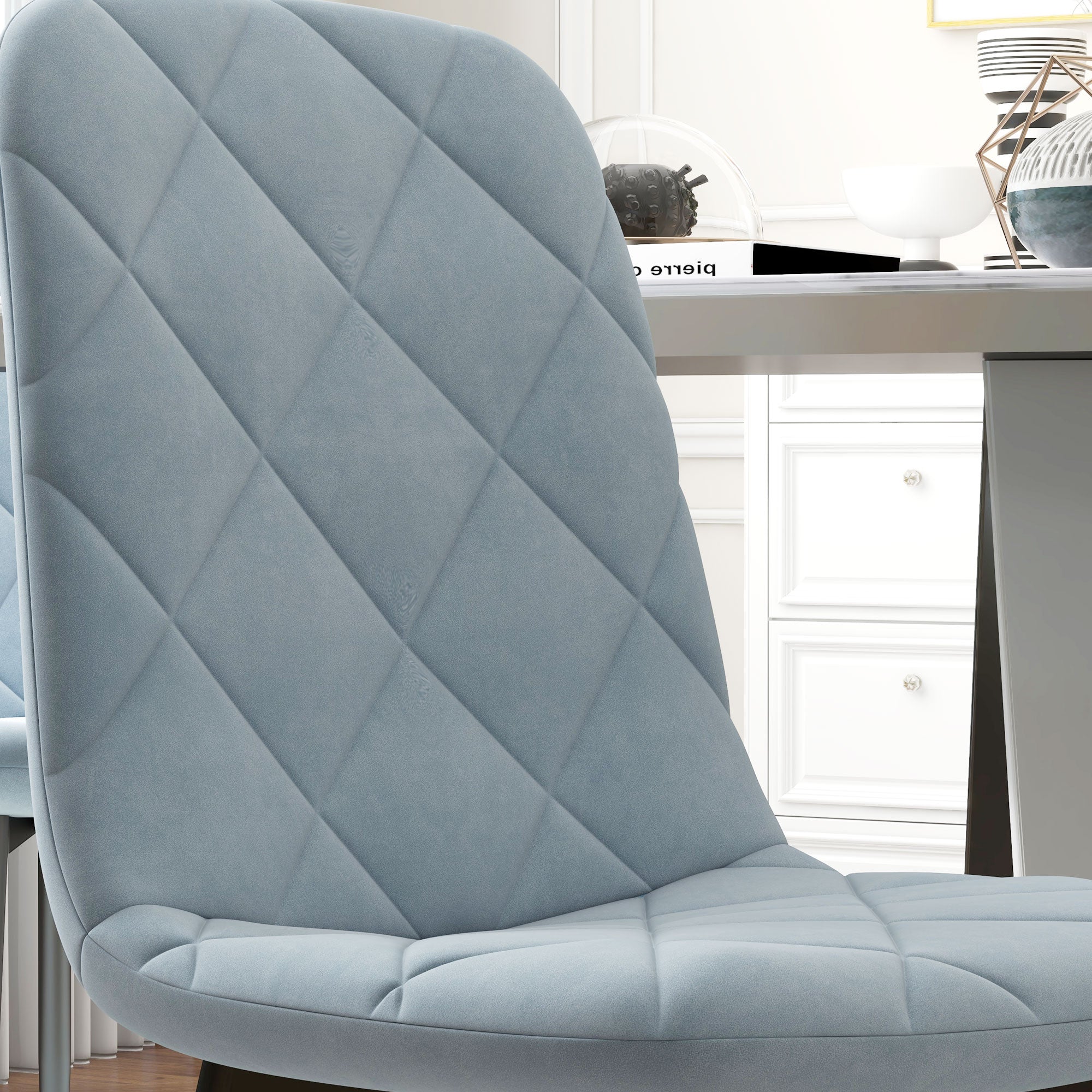 Conjunto de 4 Cadeiras de Jantar Estofadas em Veludo Azul Claro 45x54x87 cm