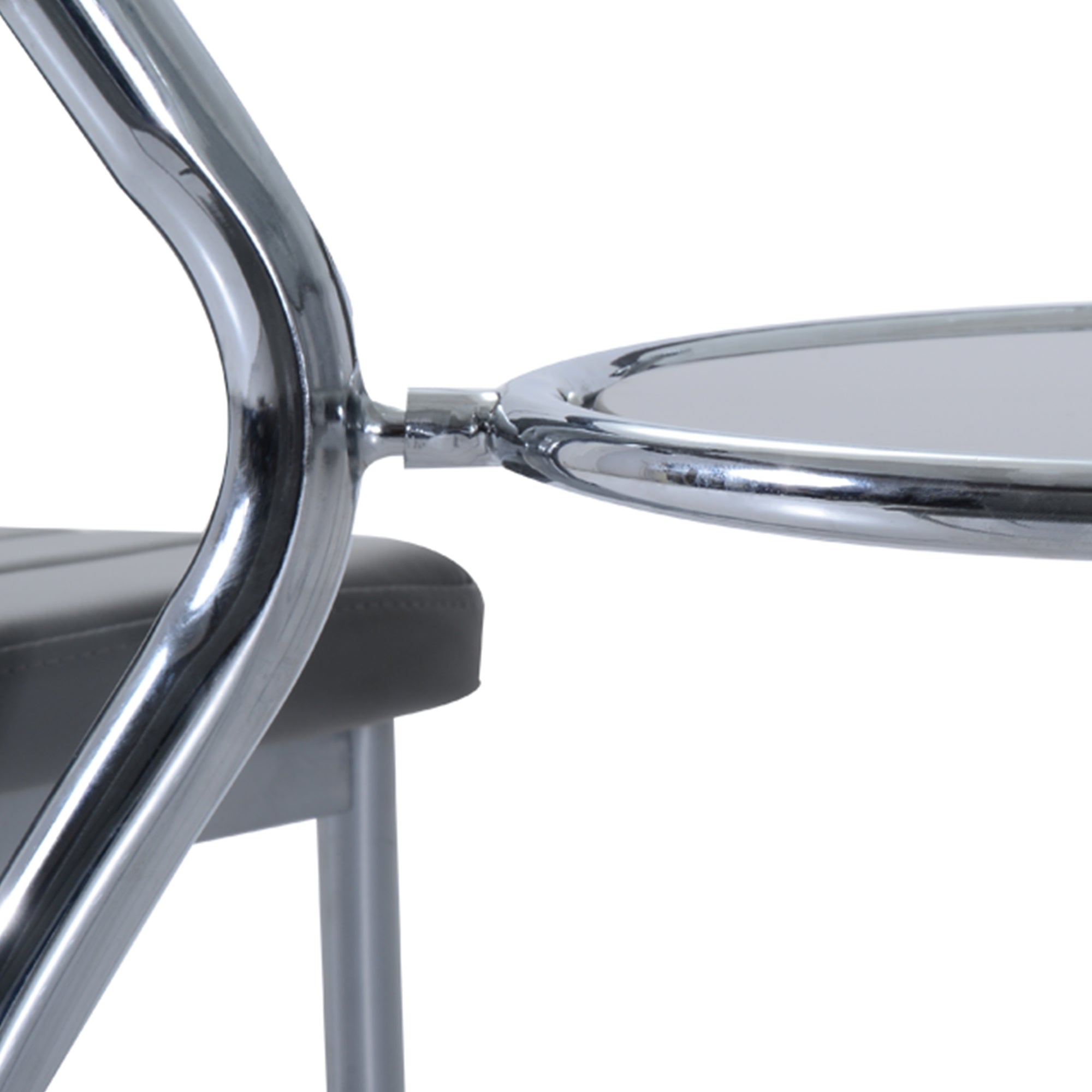 Conjunto de Refeição Mesa Redonda de Vidro Temperado Cinza 42x52x96 cm