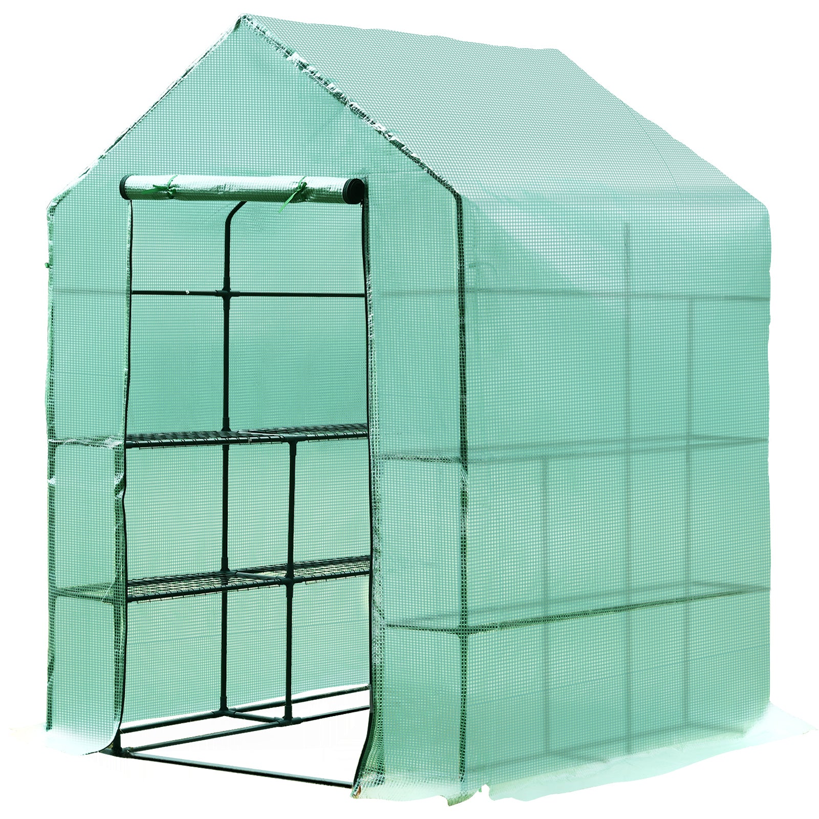 Estufa de Jardim com Prateleiras 143x143x195cm Verde Escuro