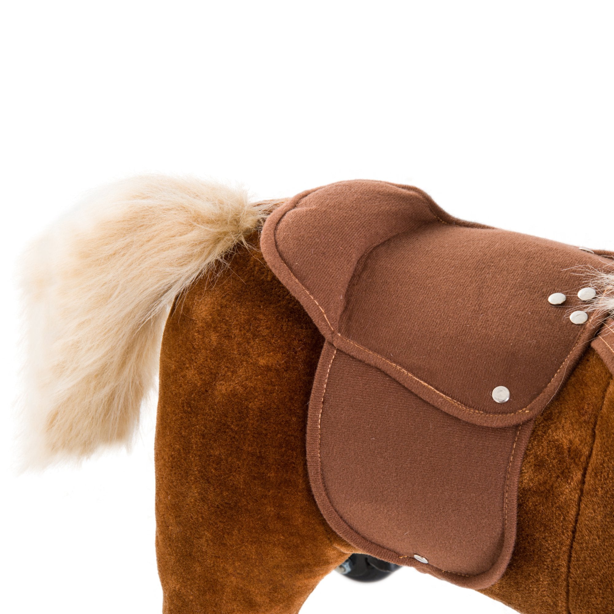 Cavalo de Brinquedo com Sons - 55x23x60 cm - Marrom - Pelúcia e Aço