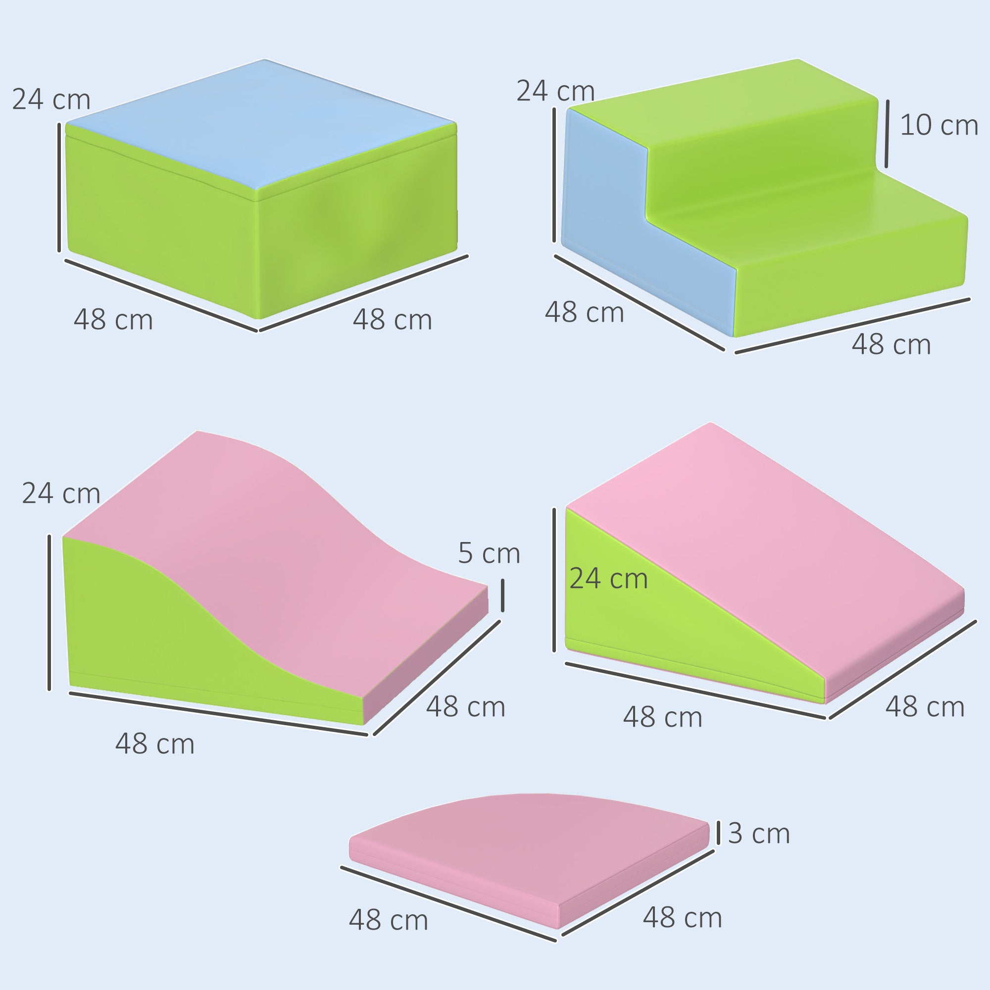 Blocos de Espuma para Crianças – 150x100x24 cm – Multicor – PU/EPE