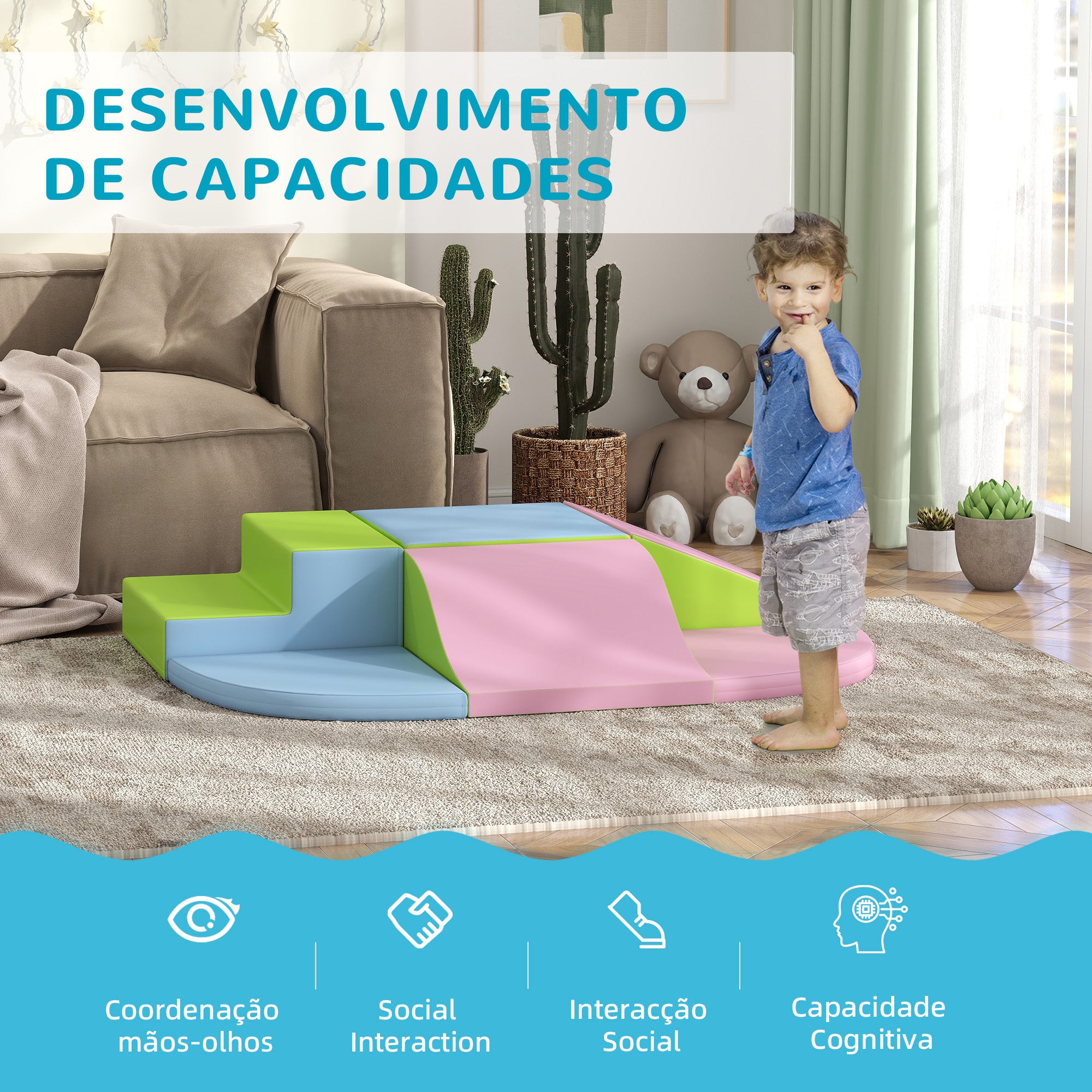 Blocos de Espuma para Crianças – 150x100x24 cm – Multicor – PU/EPE