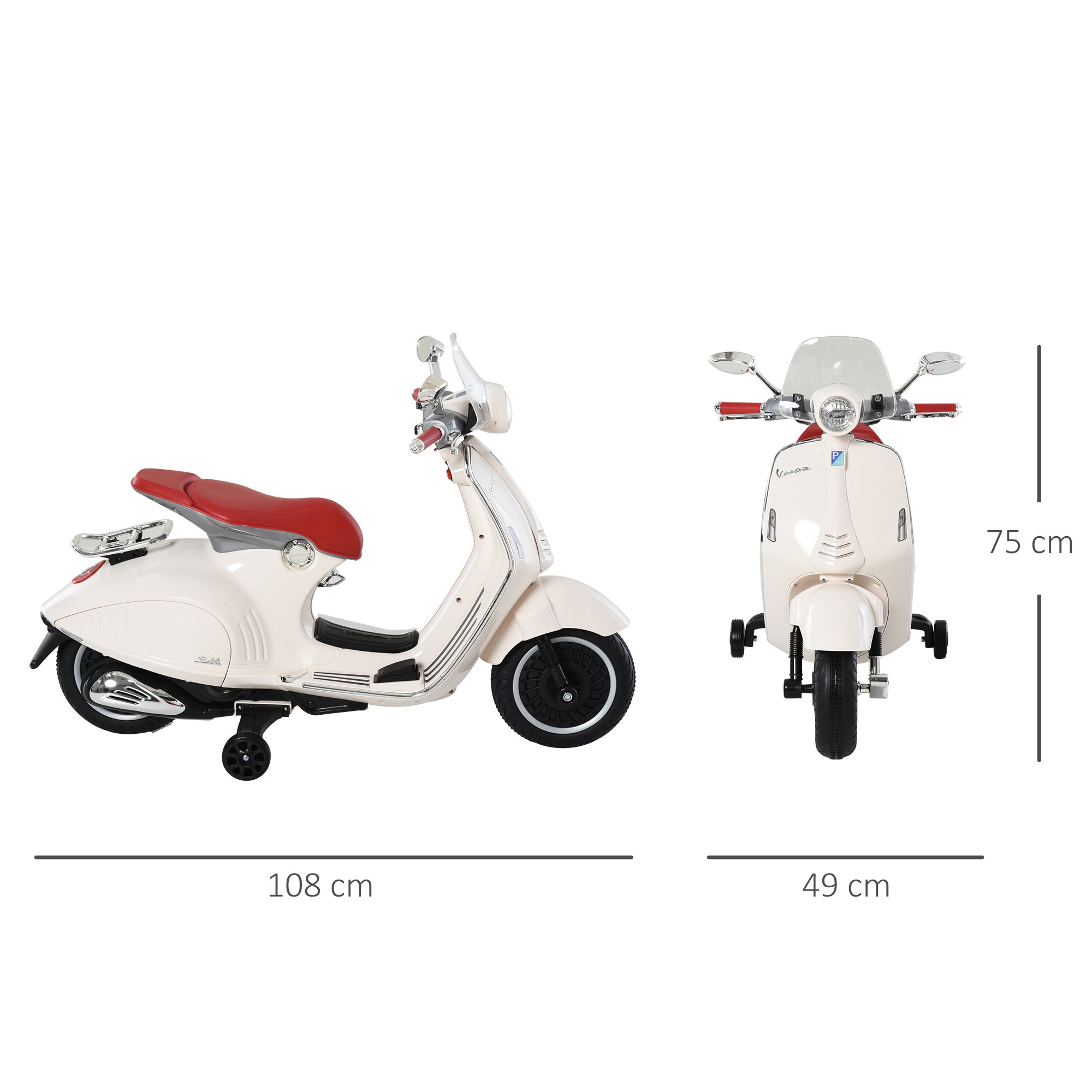 Mota Elétrica Infantil 108x49x75 cm Branco