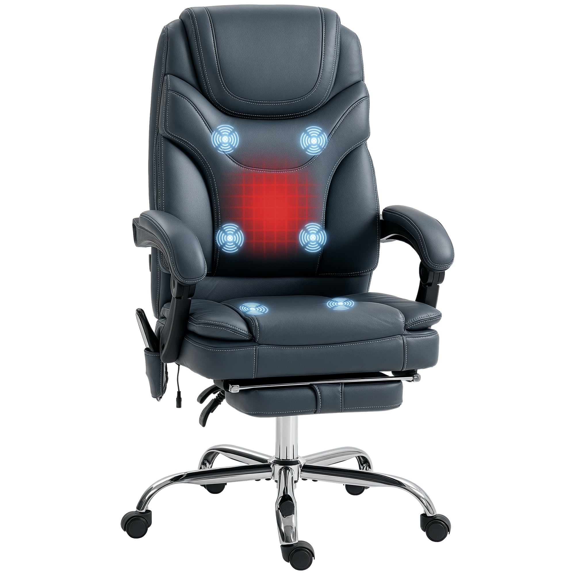 Cadeira de Escritório 67x67x113-121 cm Cinza com Massagem por Vibração e Aquecimento