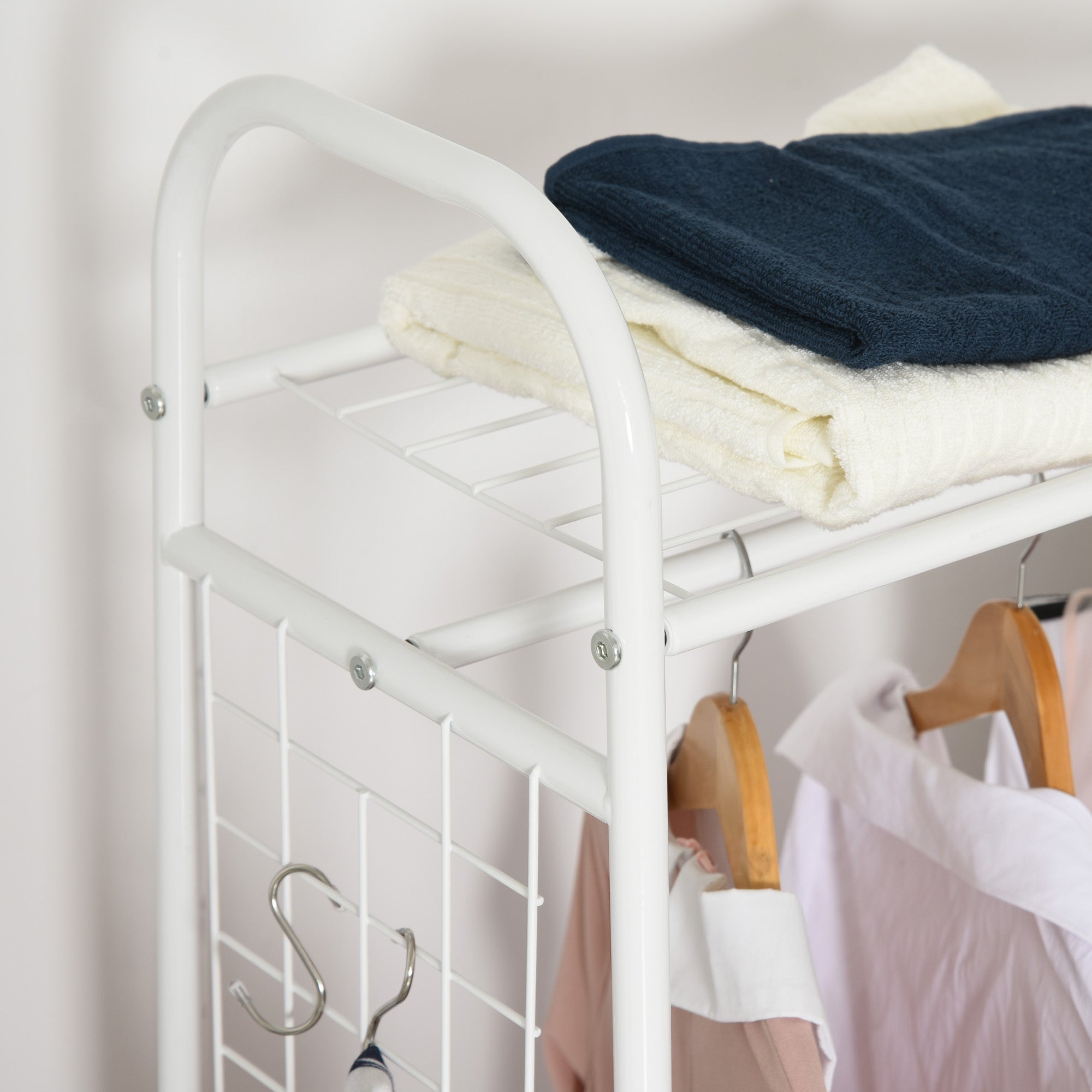 Suporte Metálico com Rodas e Gavetas 99x47x185cm - Branco
