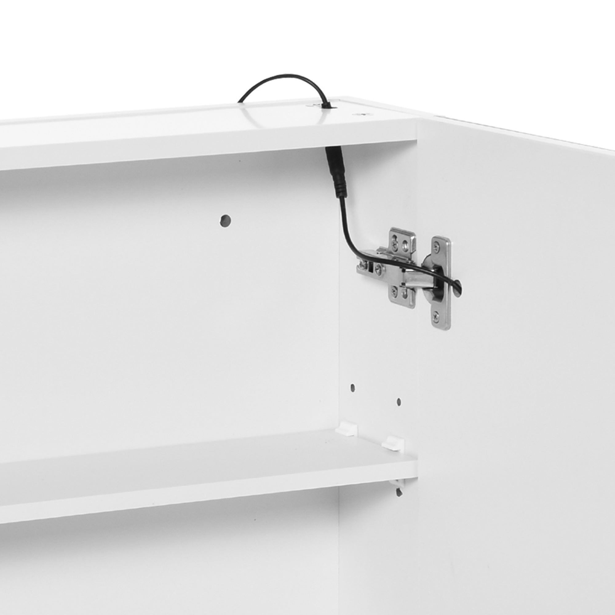 Armário de Casa de Banho com Espelho e Luz LED - Branco - 50x15x60 cm