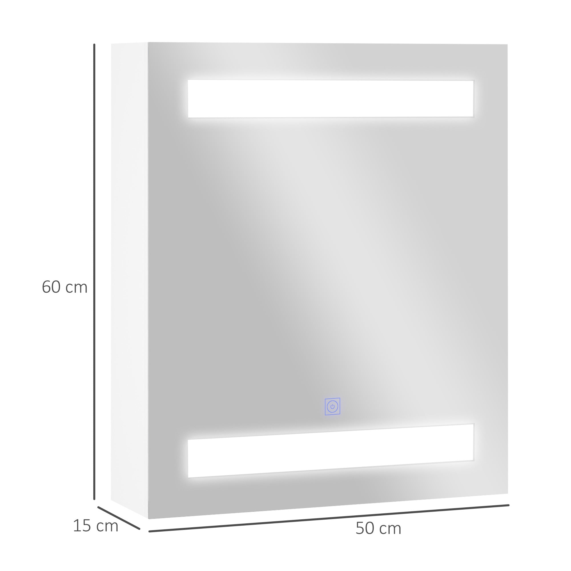 Armário de Casa de Banho com Espelho e Luz LED - Branco - 50x15x60 cm