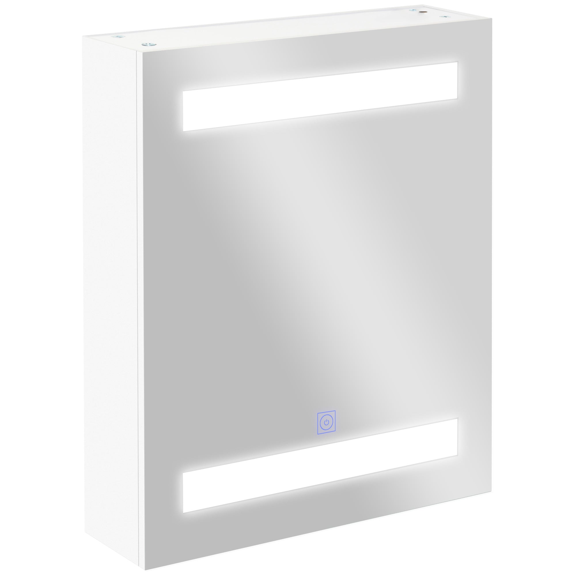 Armário de Casa de Banho com Espelho e Luz LED - Branco - 50x15x60 cm