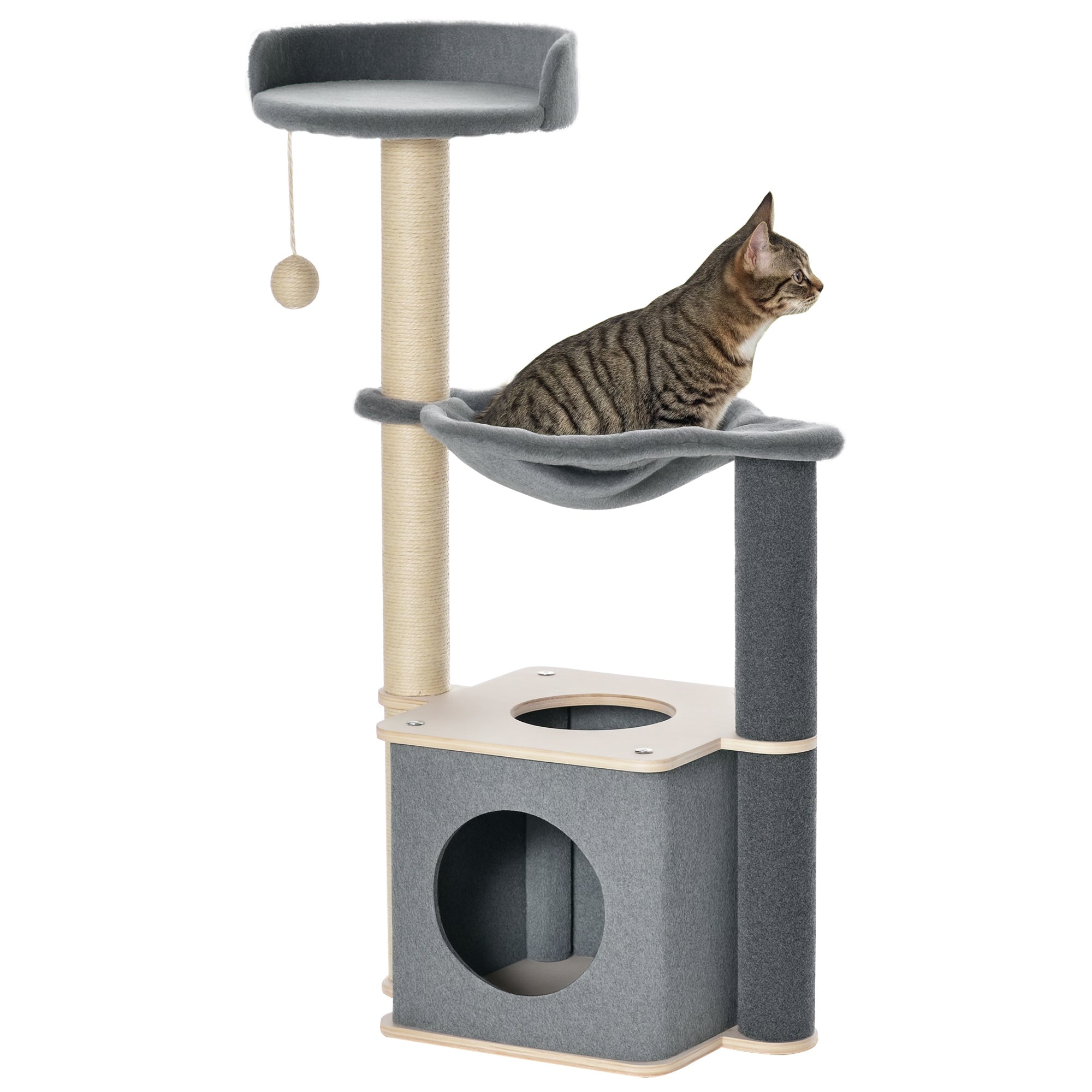 Árvore Arranhador para Gatos 48x34x95cm - Cinza e Bege
