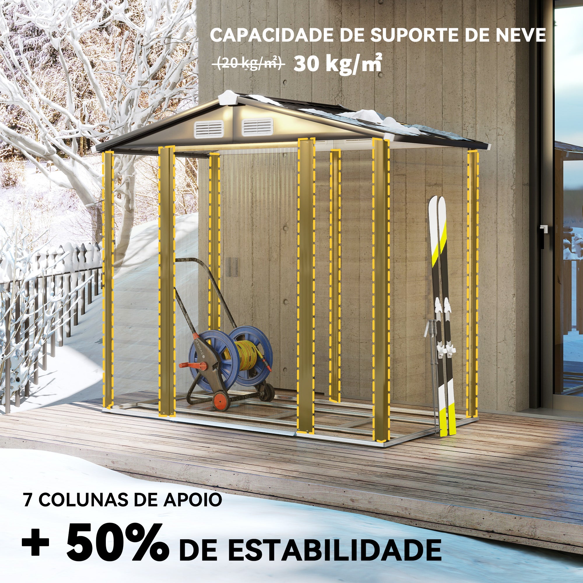 Abrigo de Jardim Exterior 2,36m² Madeira e Marrom 213x120x194 cm