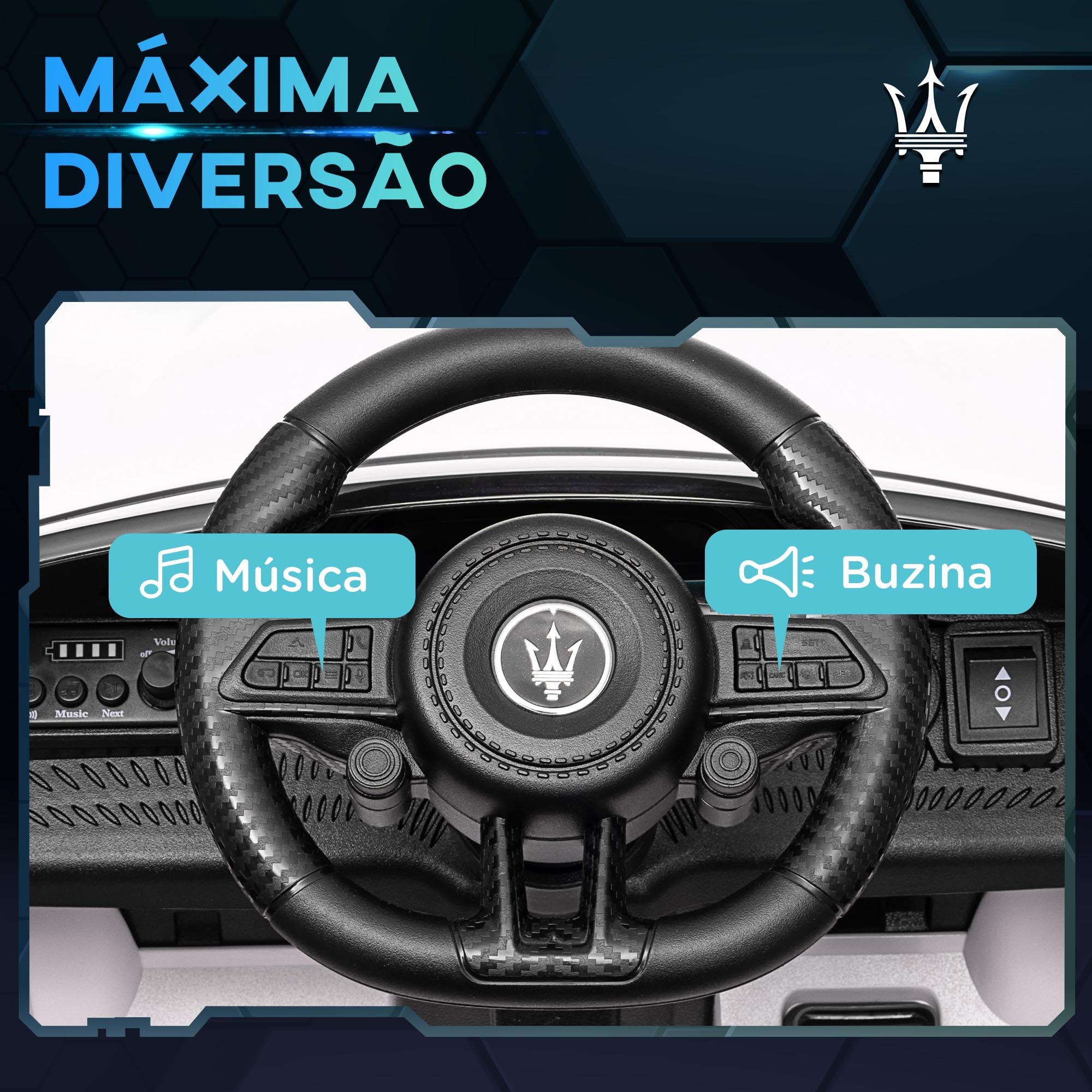 Carro Elétrico para Crianças 98x59x43 cm Branco