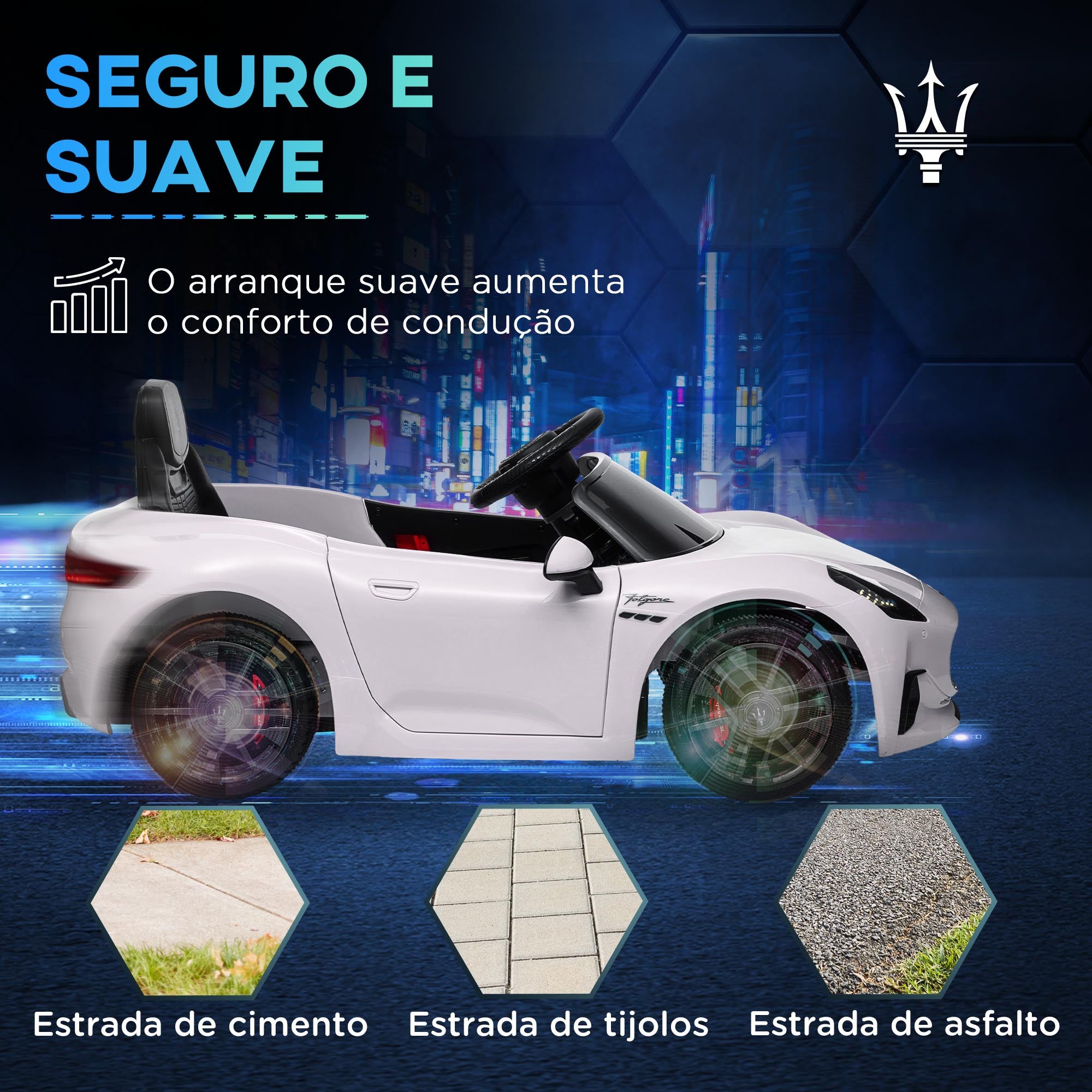 Carro Elétrico para Crianças 98x59x43 cm Branco