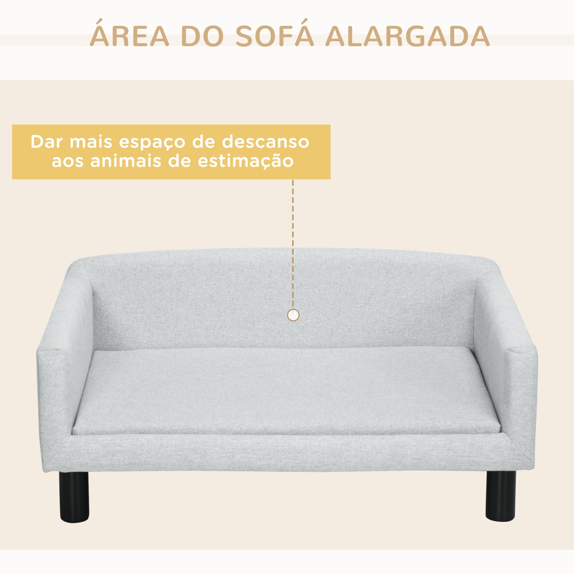 Sofá para Cães Médios Cinza Claro 82x54x36 cm