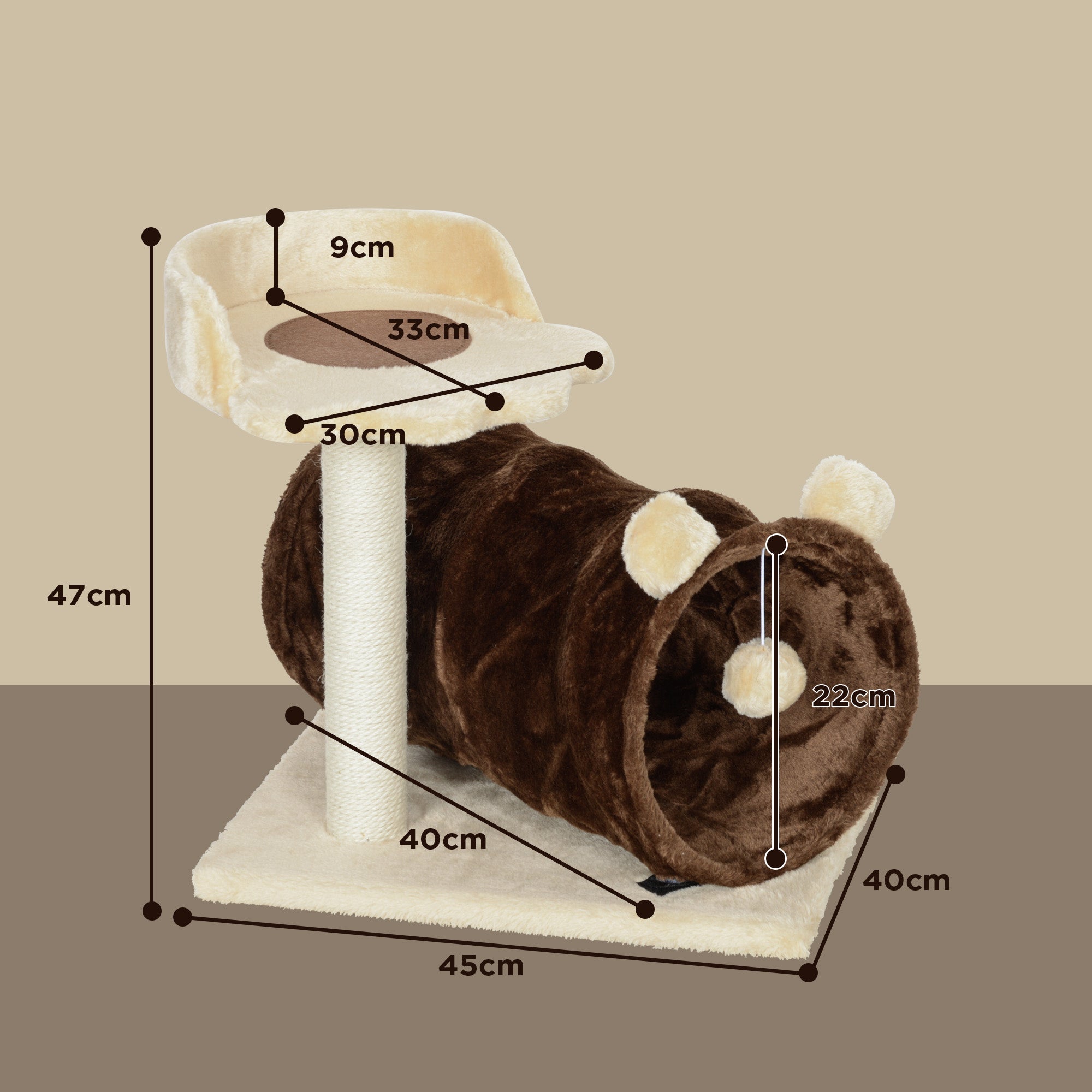 Arranhador para Gatos Altura 47 cm Cor Marrom