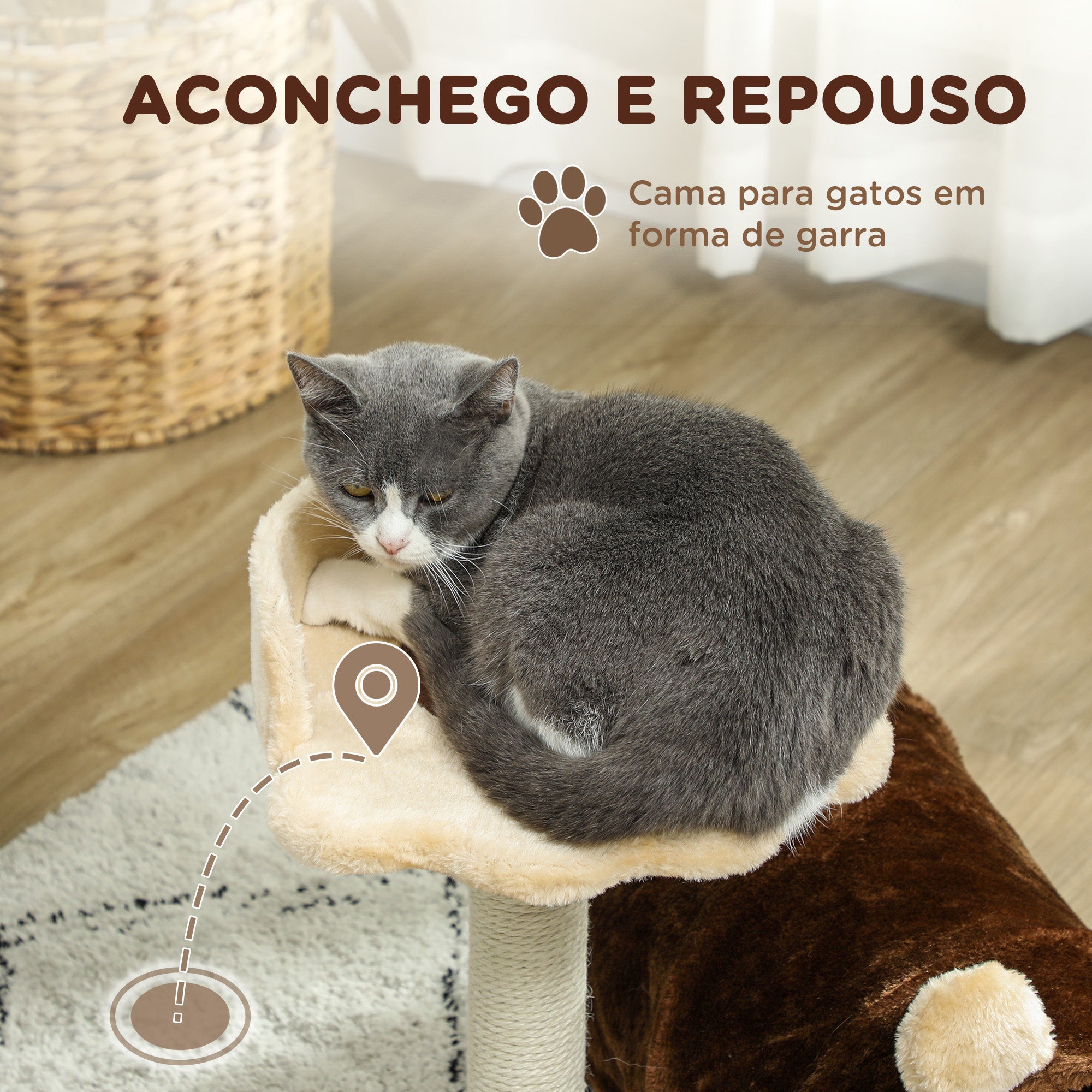 Arranhador para Gatos Altura 47 cm Cor Marrom