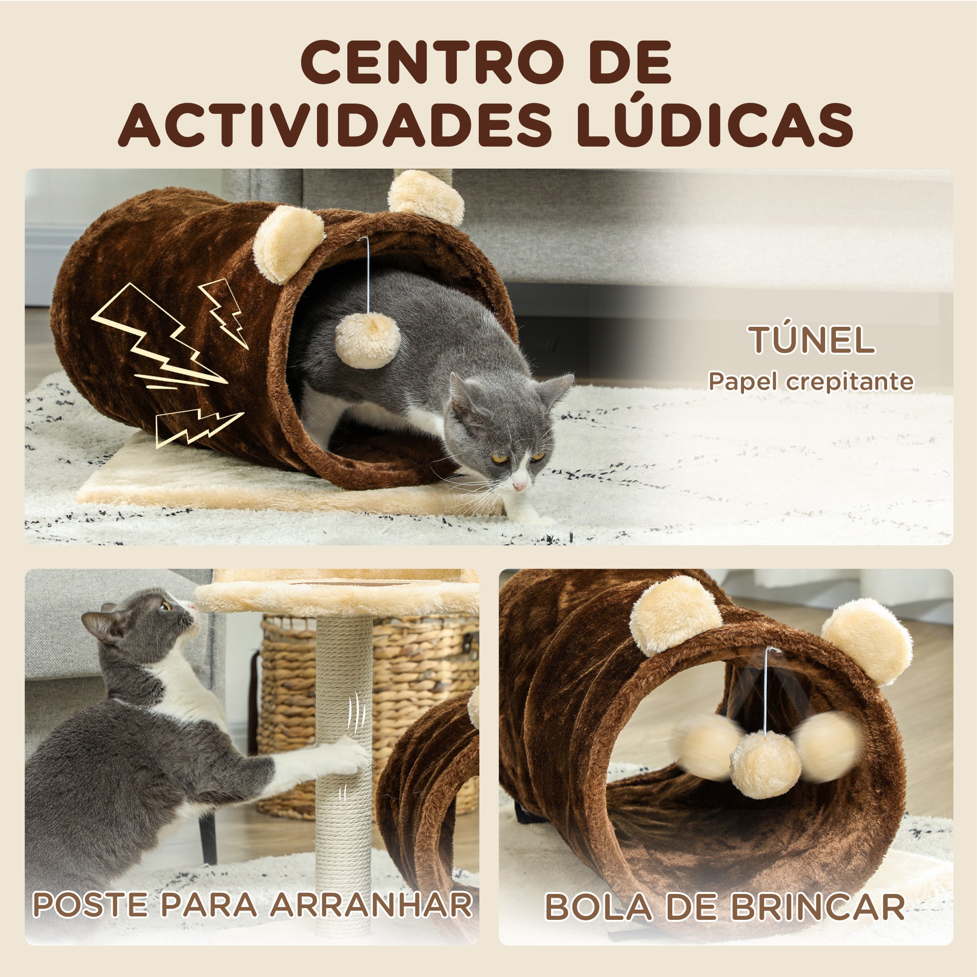 Arranhador para Gatos Altura 47 cm Cor Marrom