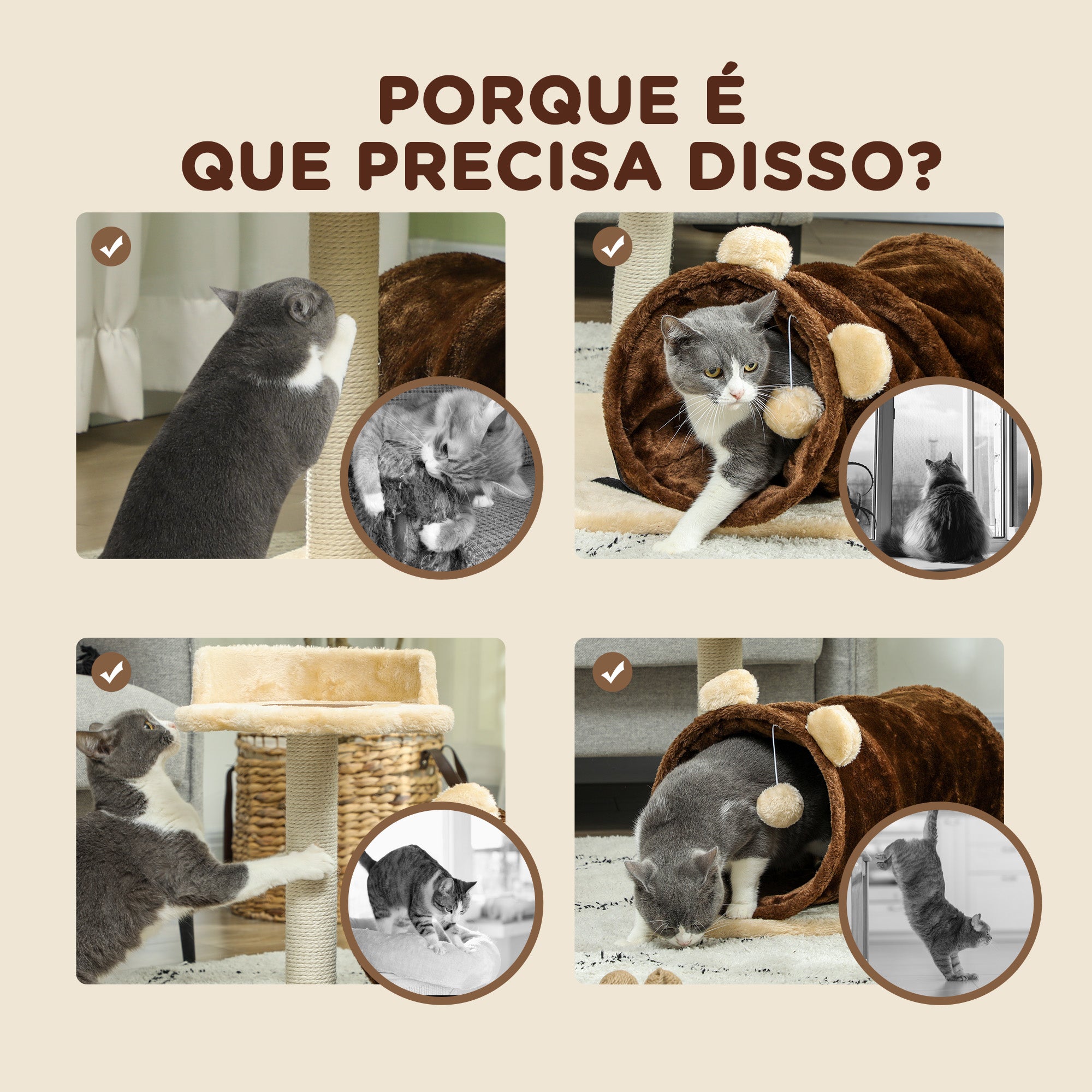 Arranhador para Gatos Altura 47 cm Cor Marrom