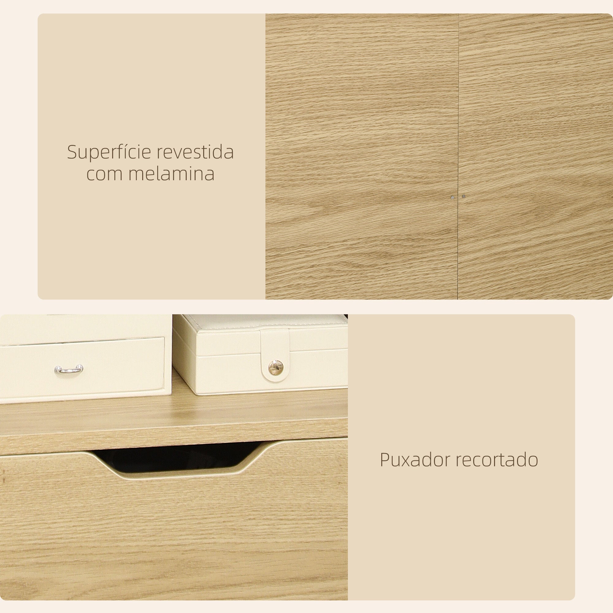 Mesa de Cabeceira Moderna 45x35x73 cm Cor de Madeira Natural