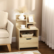 Mesa de Cabeceira Moderna – 45x35x73 cm – Madeira Natural – Melamina